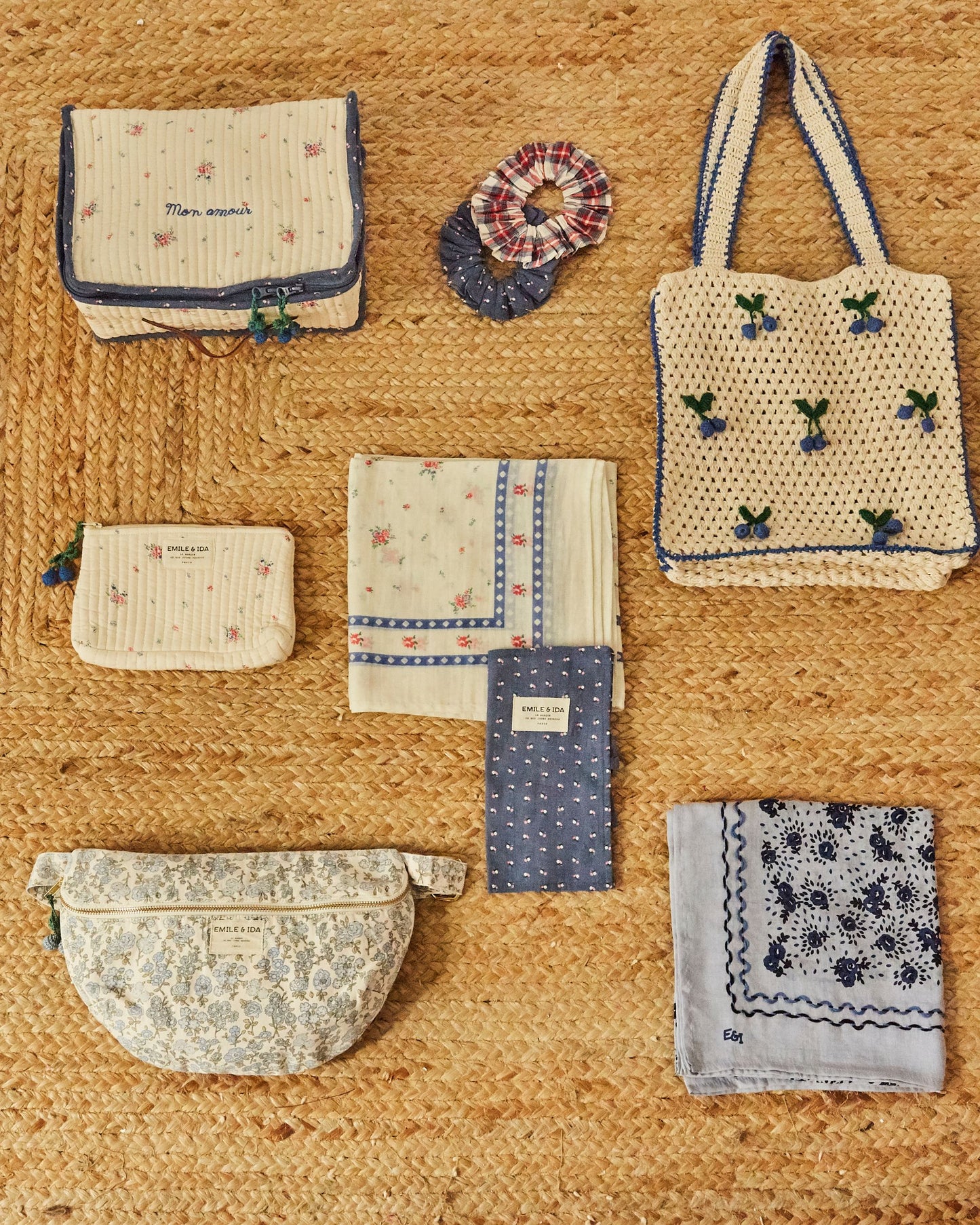 Chouchou - Mini fleurs bleu