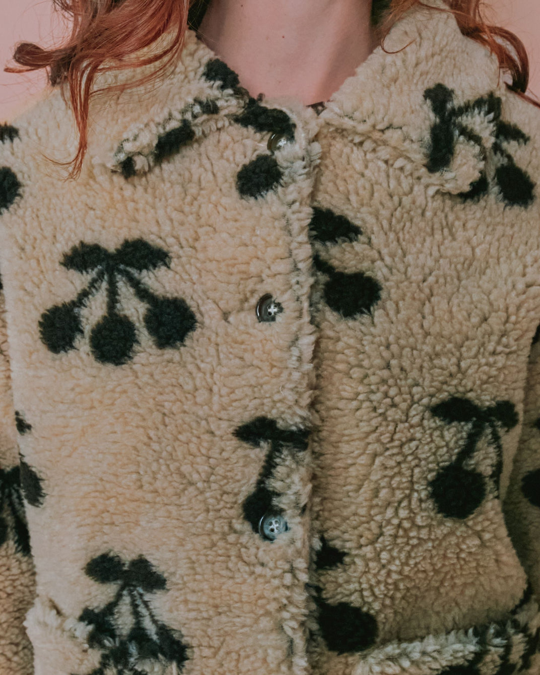 Veste moumoute - Cerise beige