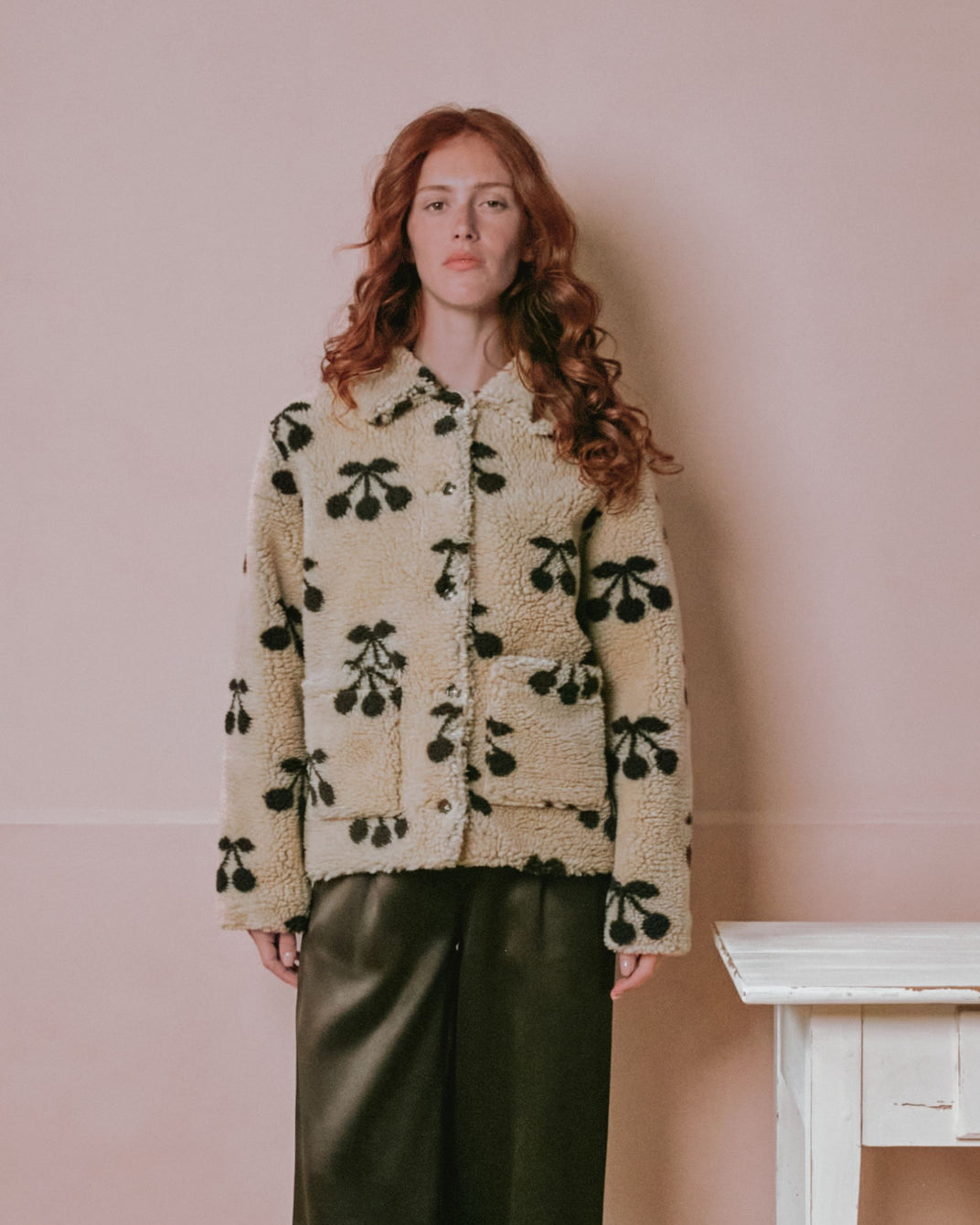 Veste moumoute - Cerise beige
