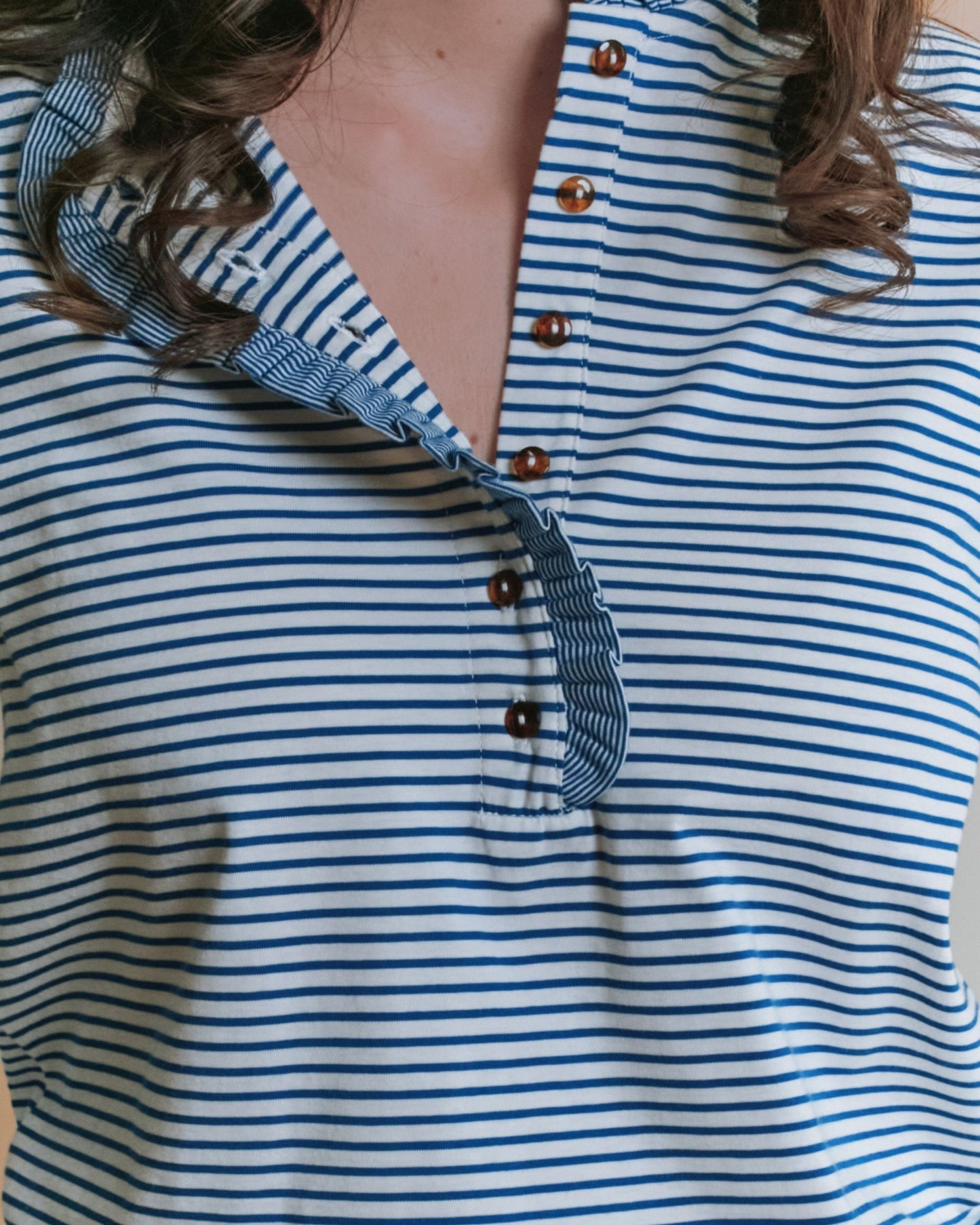T-shirt manches longues - Volanté bleu et blanc