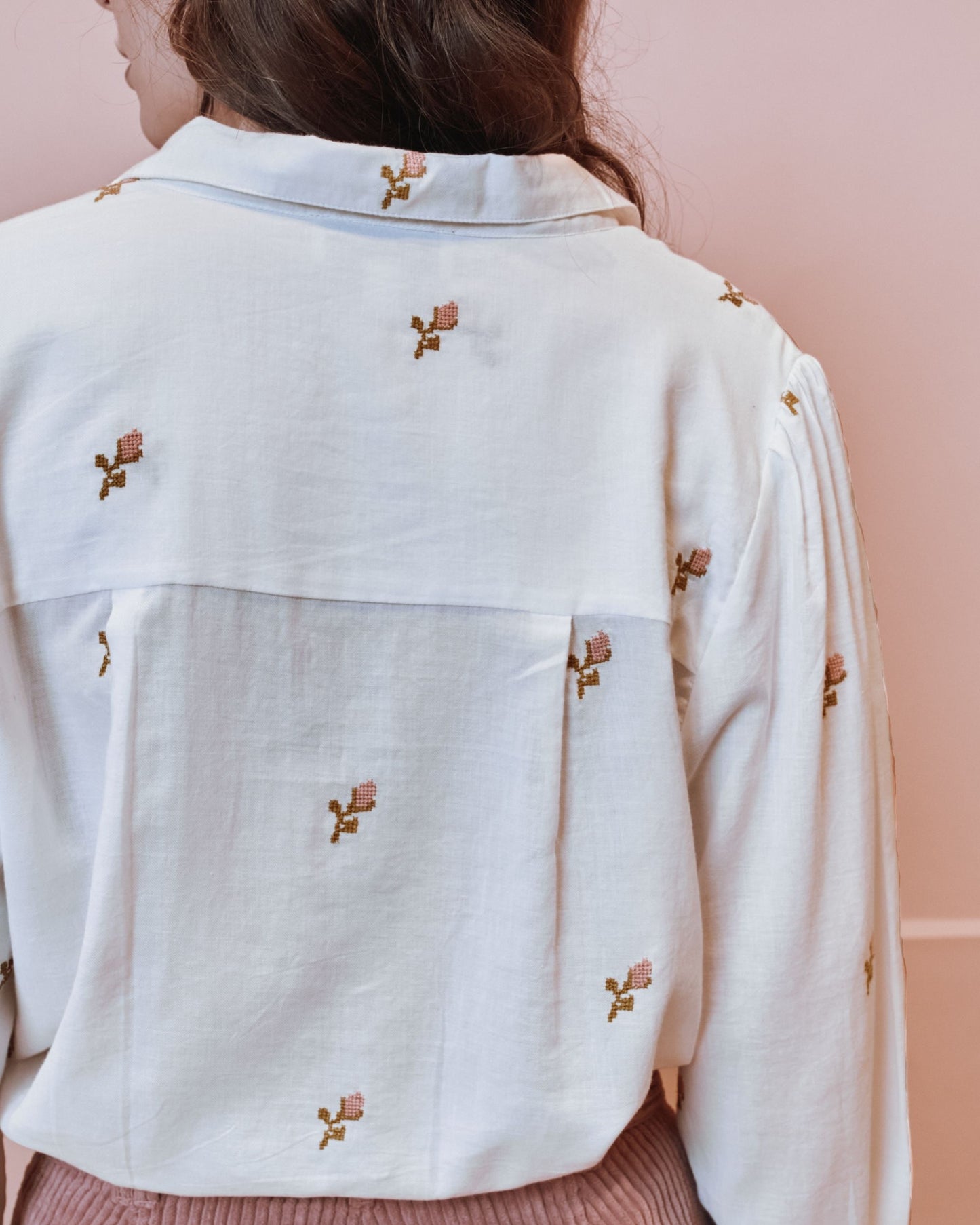 Blouse - Brodée point de croix écru