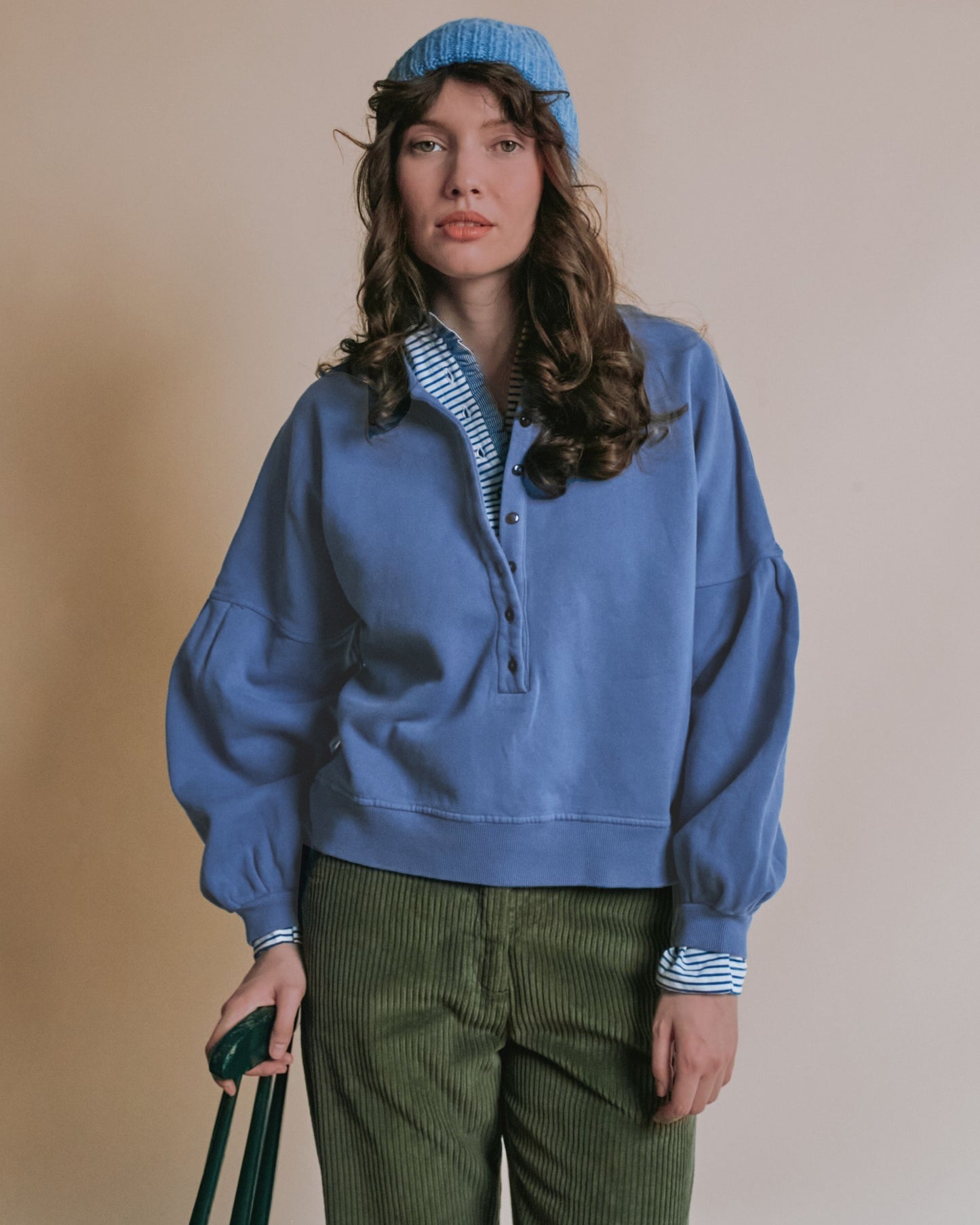 Sweat polo - Boutonné bleu
