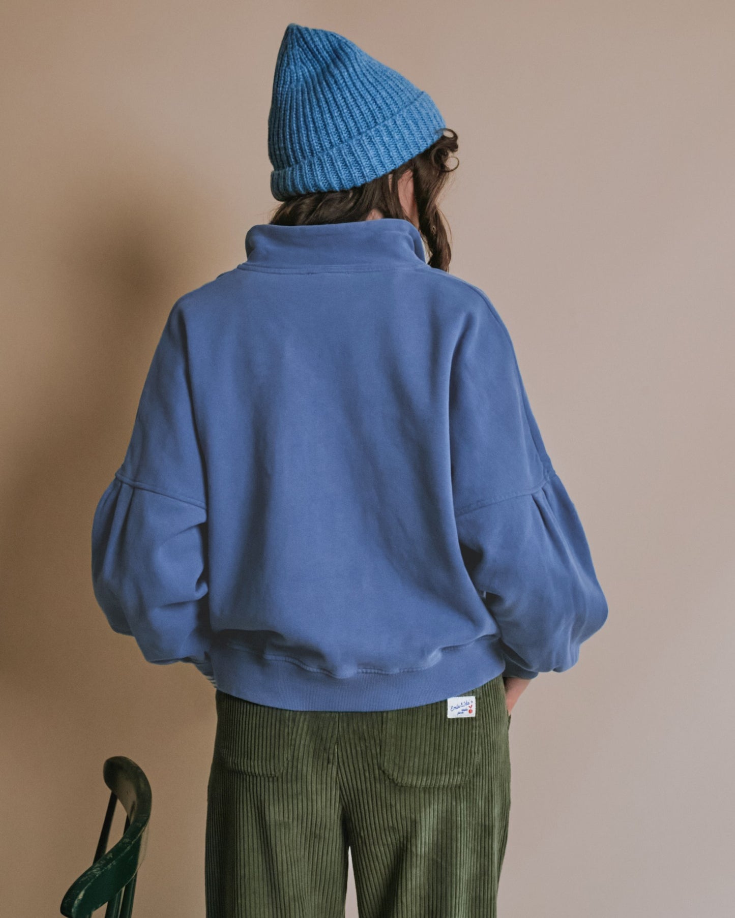 Sweat polo - Boutonné bleu