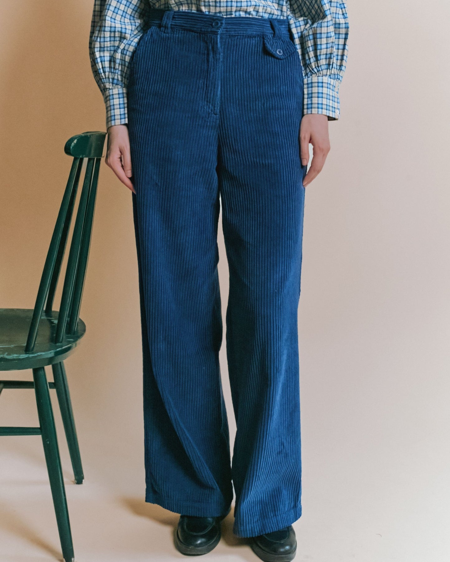 Pantalon - Velours cotelé bleu