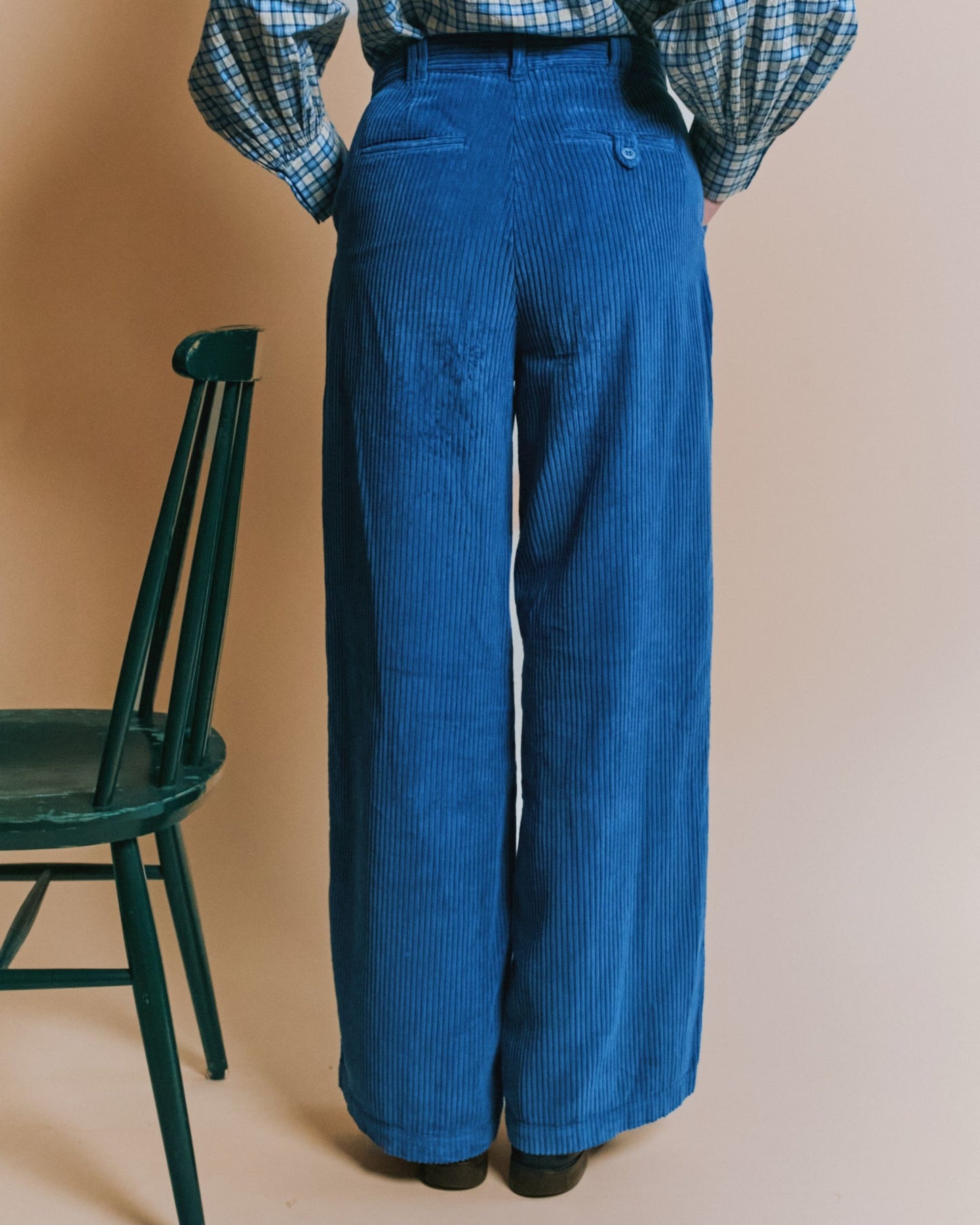 Pantalon - Velours cotelé bleu