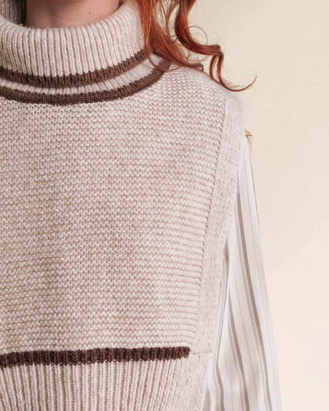 Col plastron - Laine mérinos beige