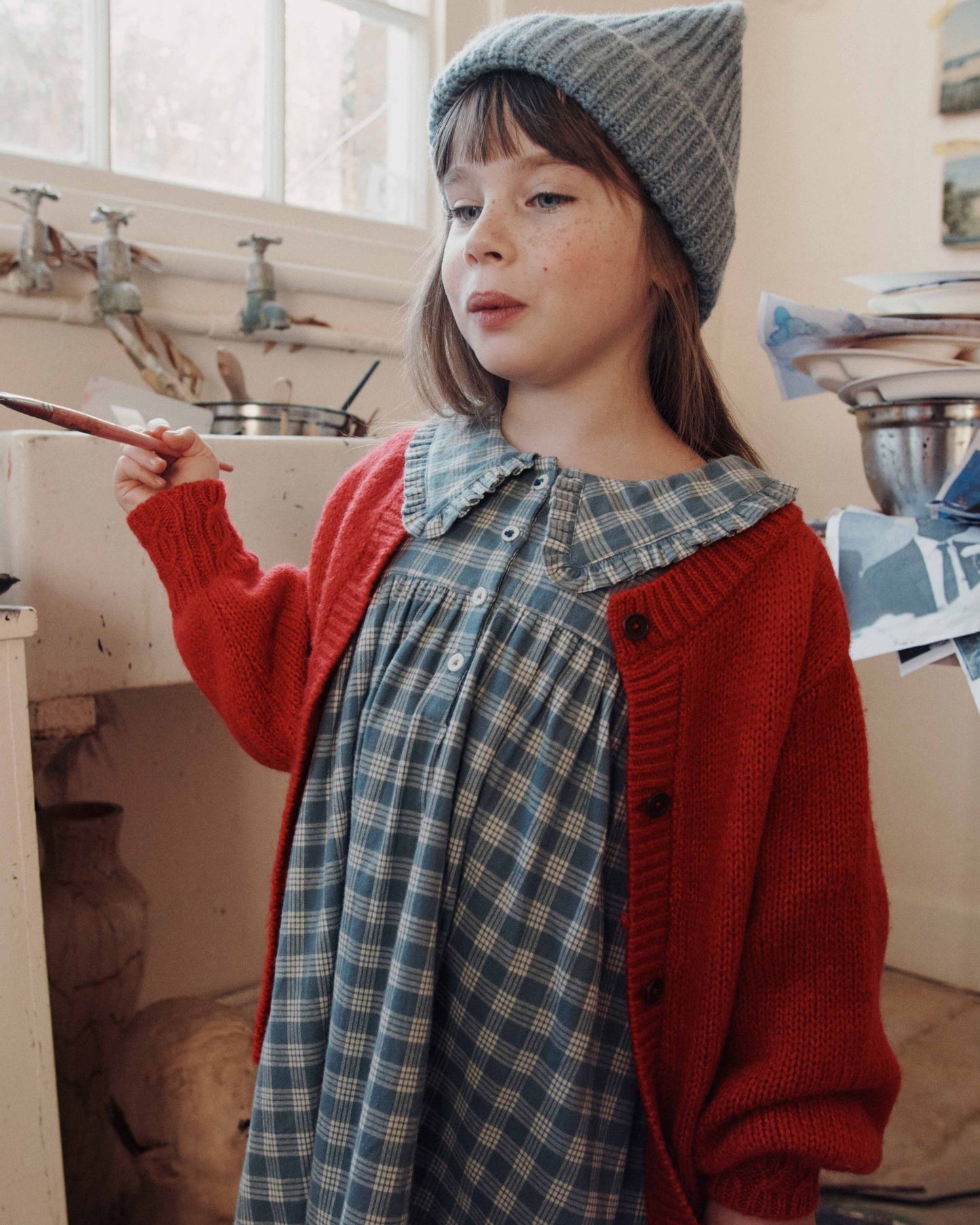 Robe ample - Carreaux bleus et blancs