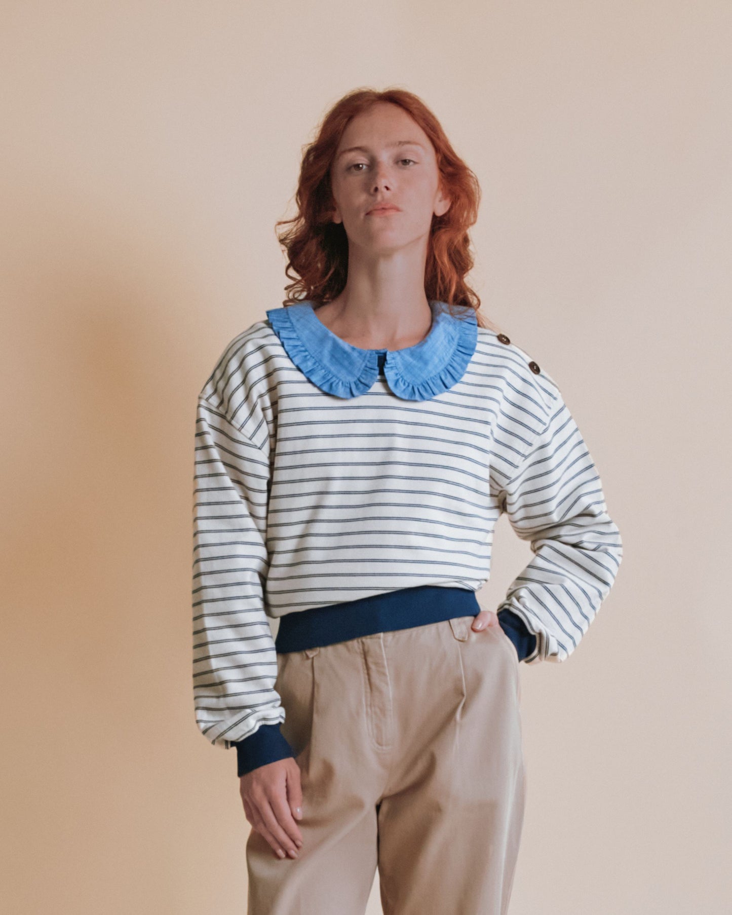 Sweat - Rayé marine et écru