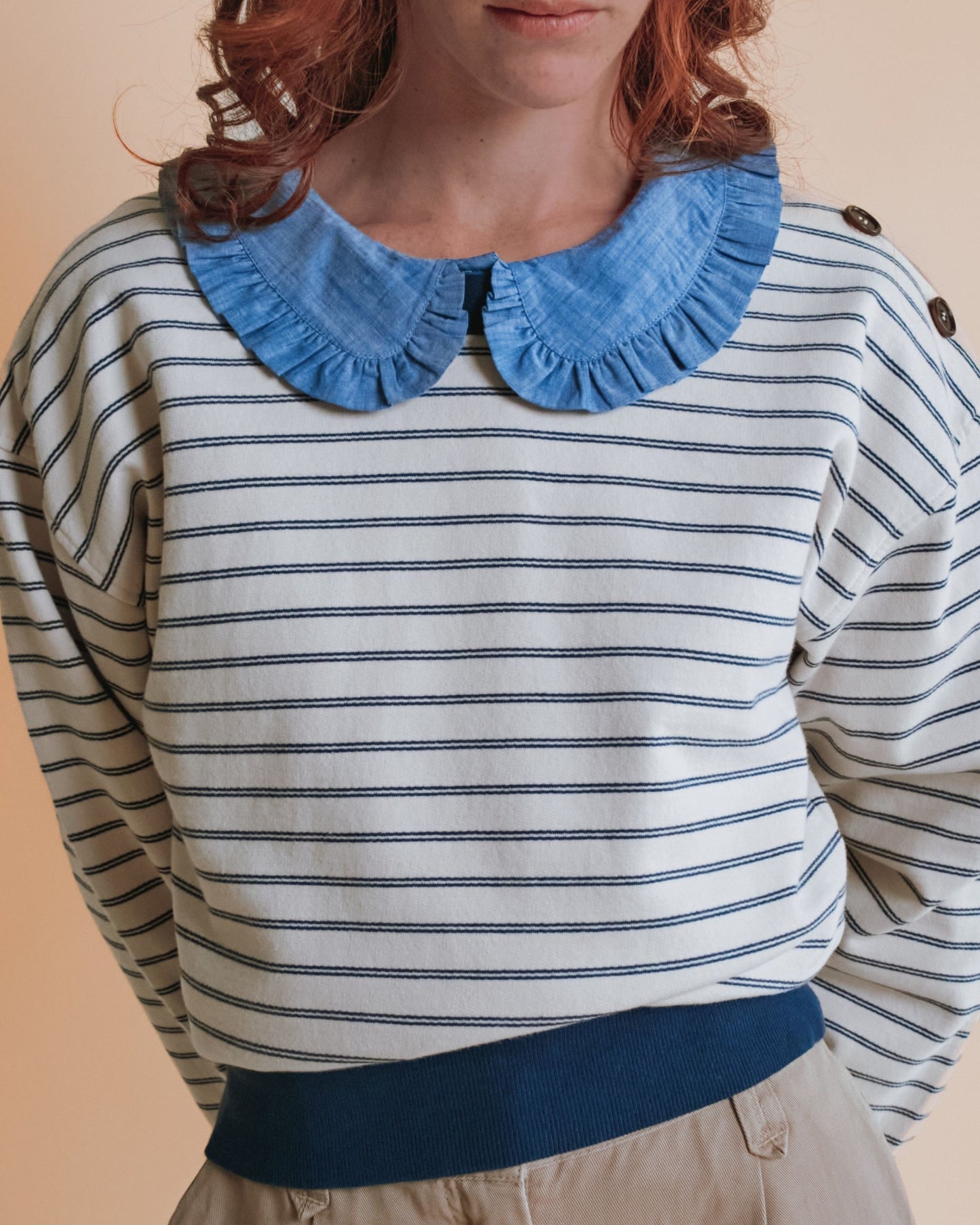 Sweat - Rayé marine et écru