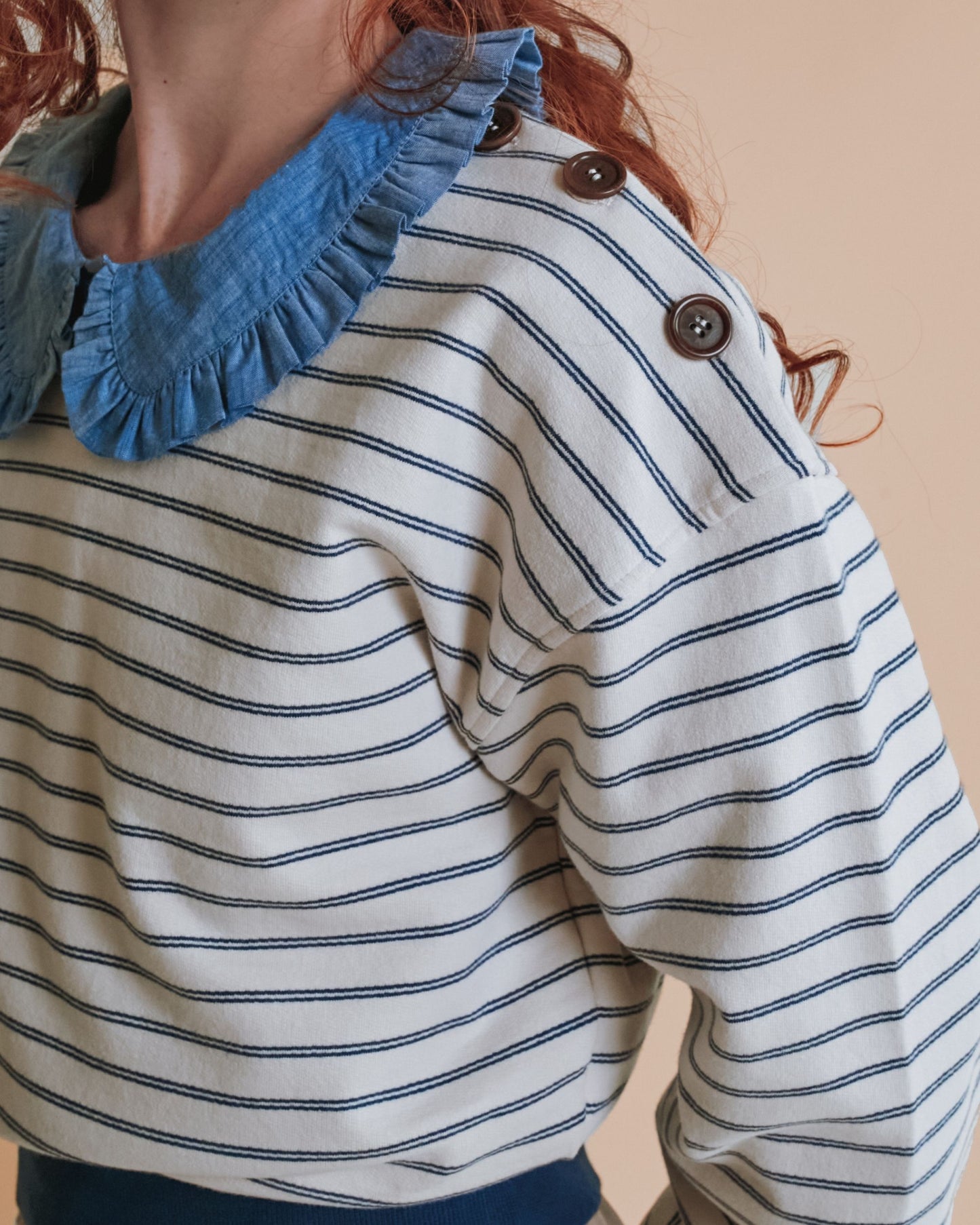 Sweat - Rayé marine et écru