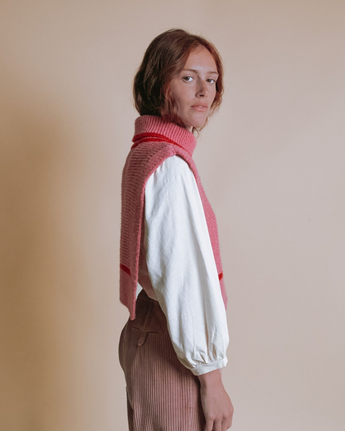 Col plastron - Laine mérinos rose