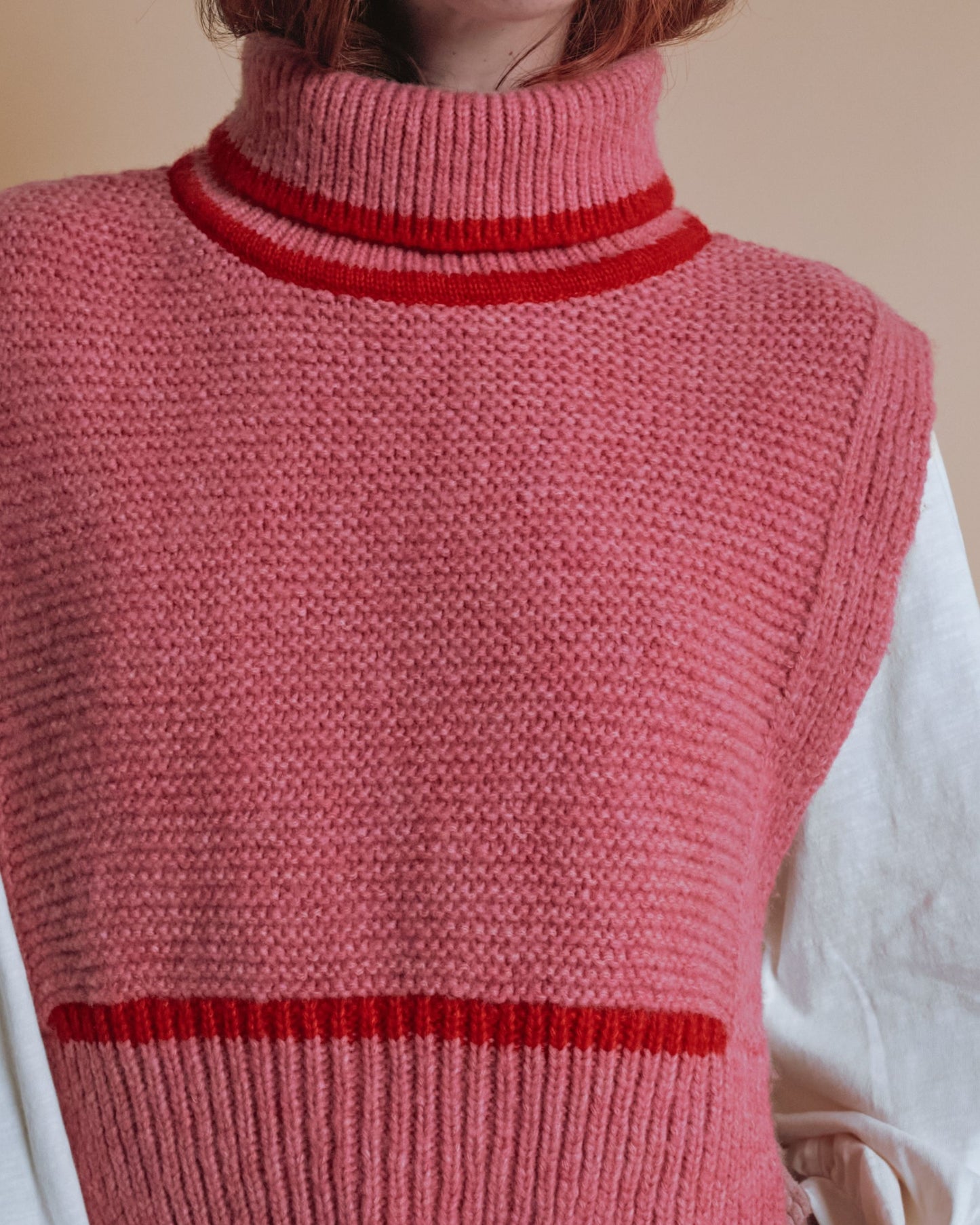 Col plastron - Laine mérinos rose
