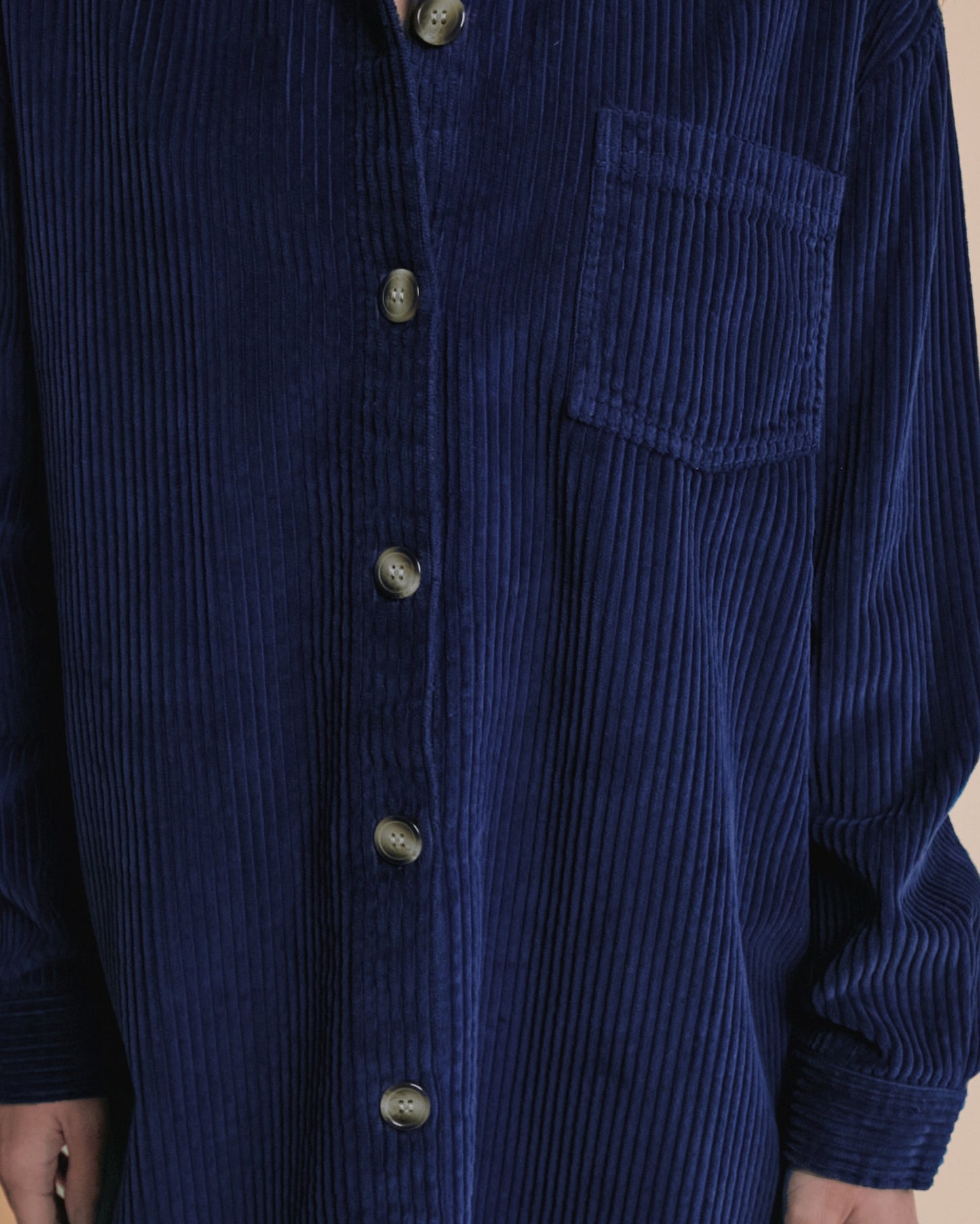 Robe chemise - Velours bleu indigo