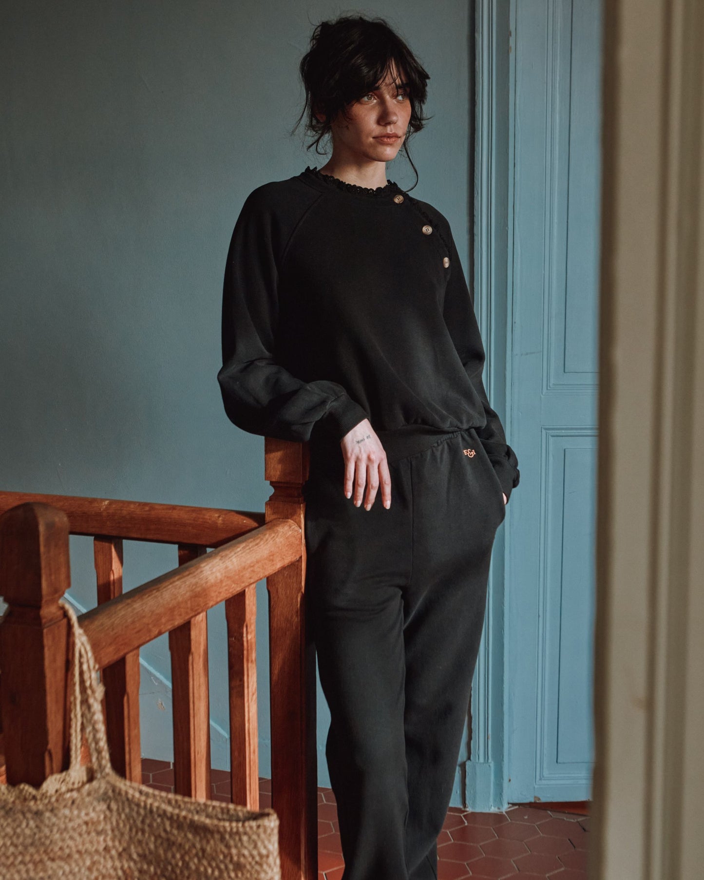 Sweat - Broderie anglaise noir