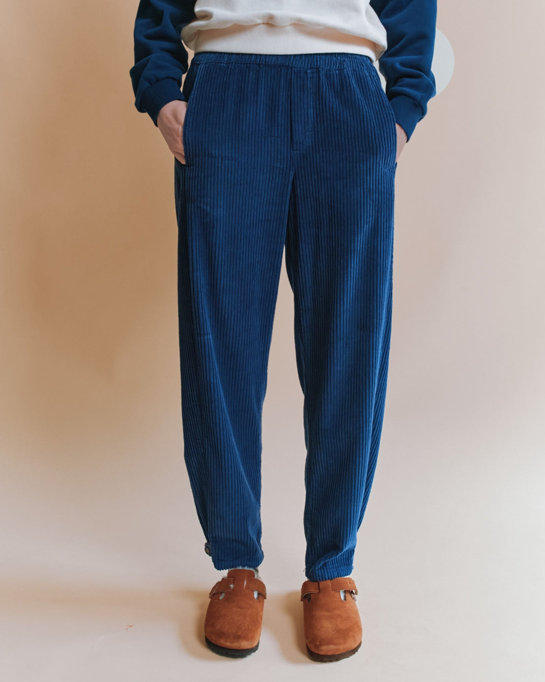 Pantalon jogger - Velours cotelé bleu