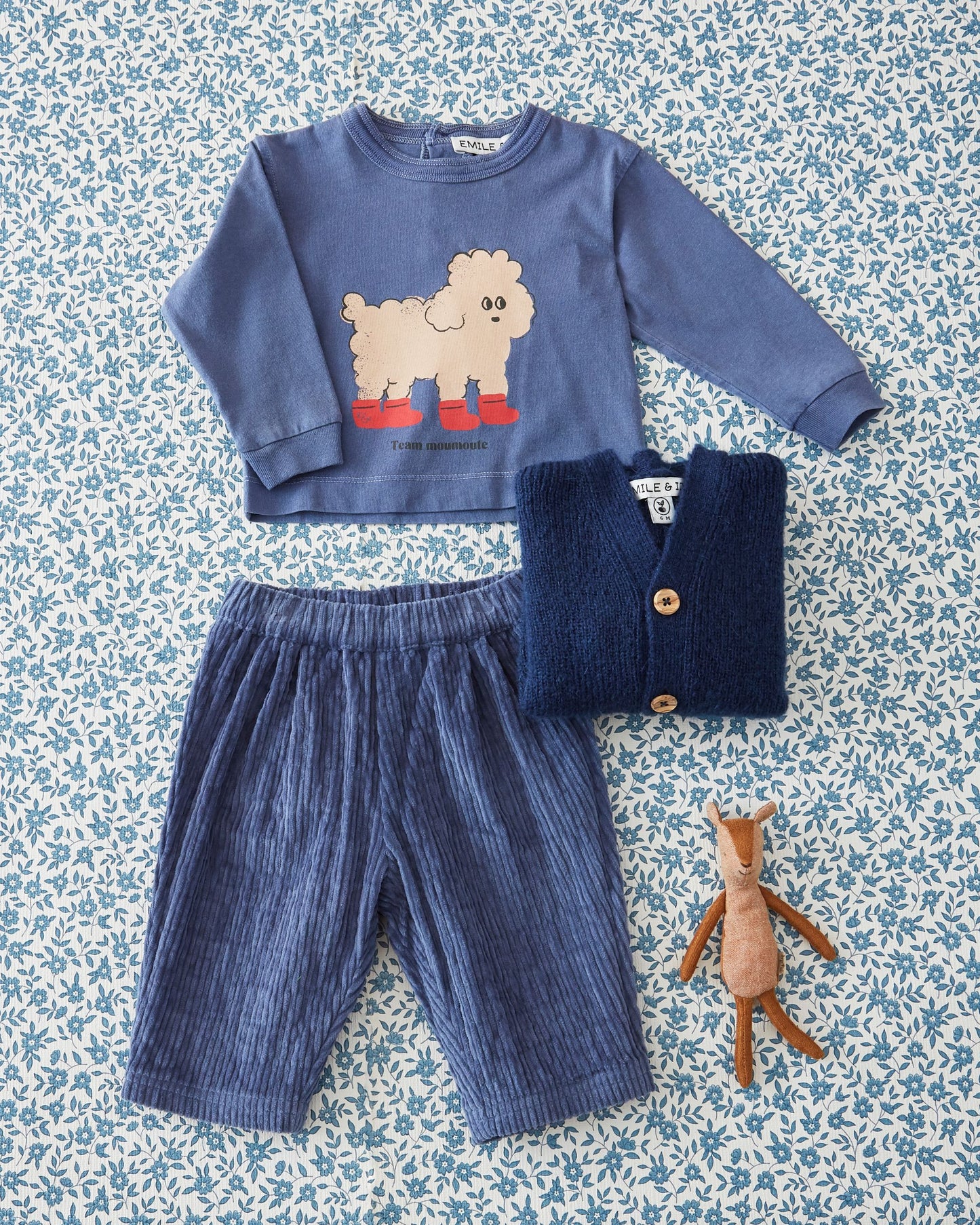 Pantalon bébé - Velours bleu