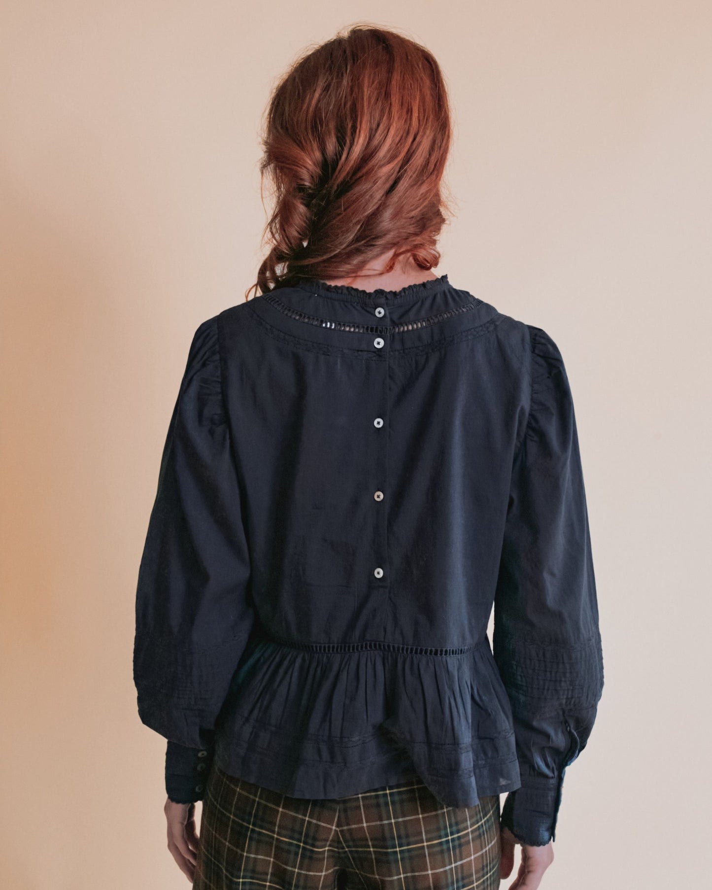 Blouse - Vintage brodée gris anthracite