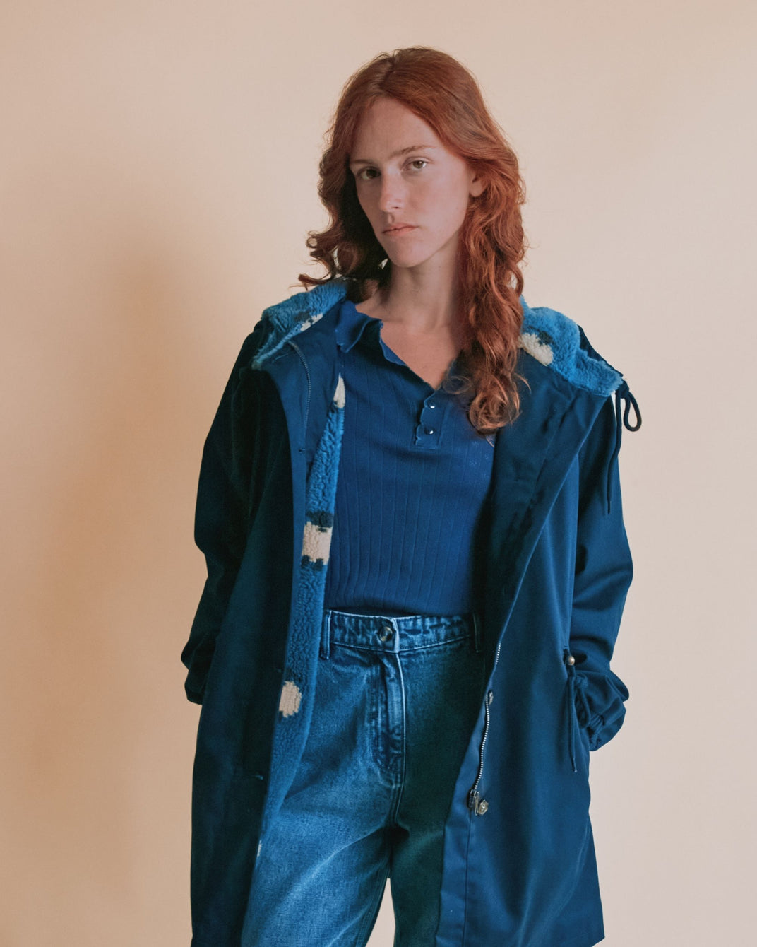 Parka - Doublée moumoute marine