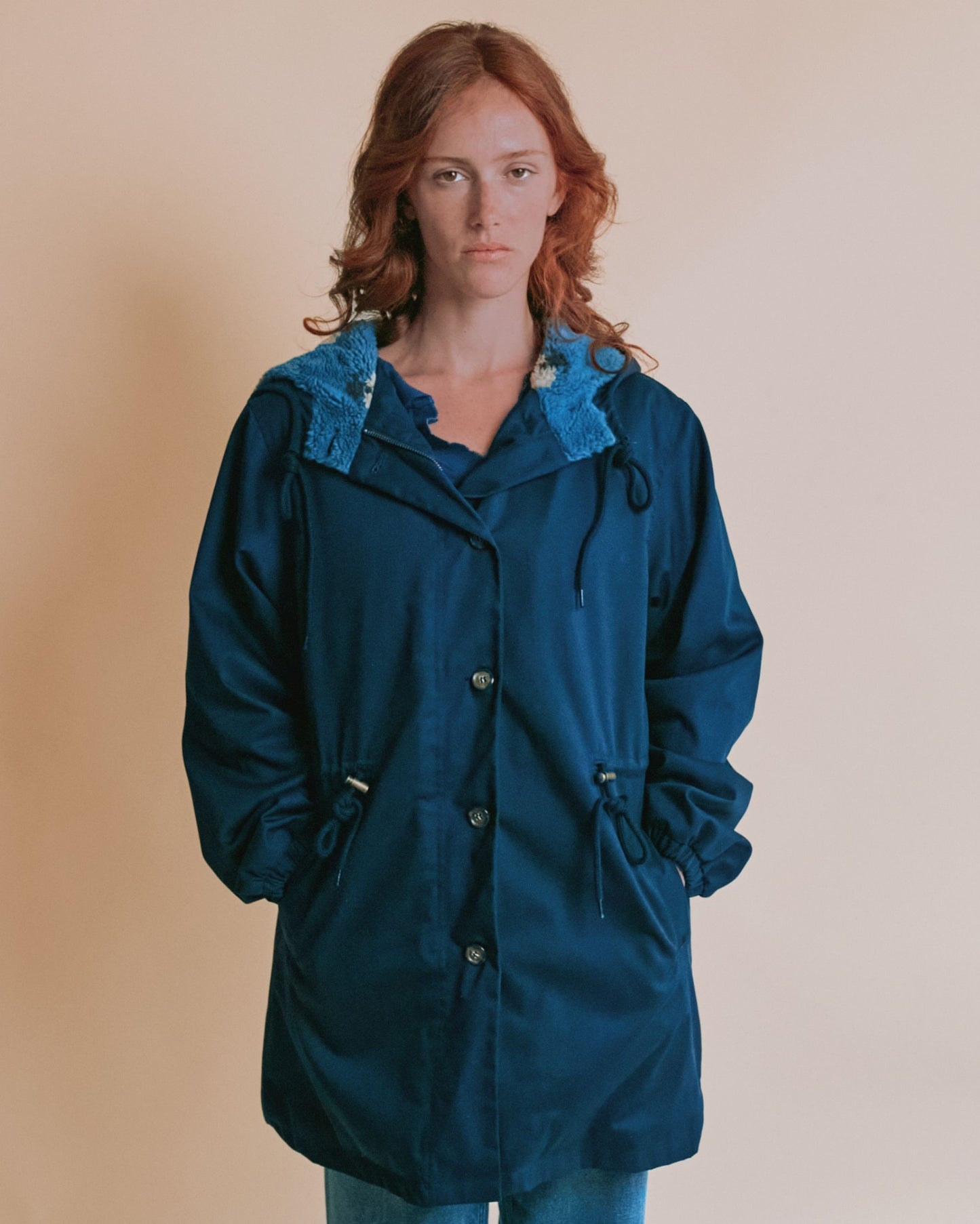 Parka - Doublée moumoute marine