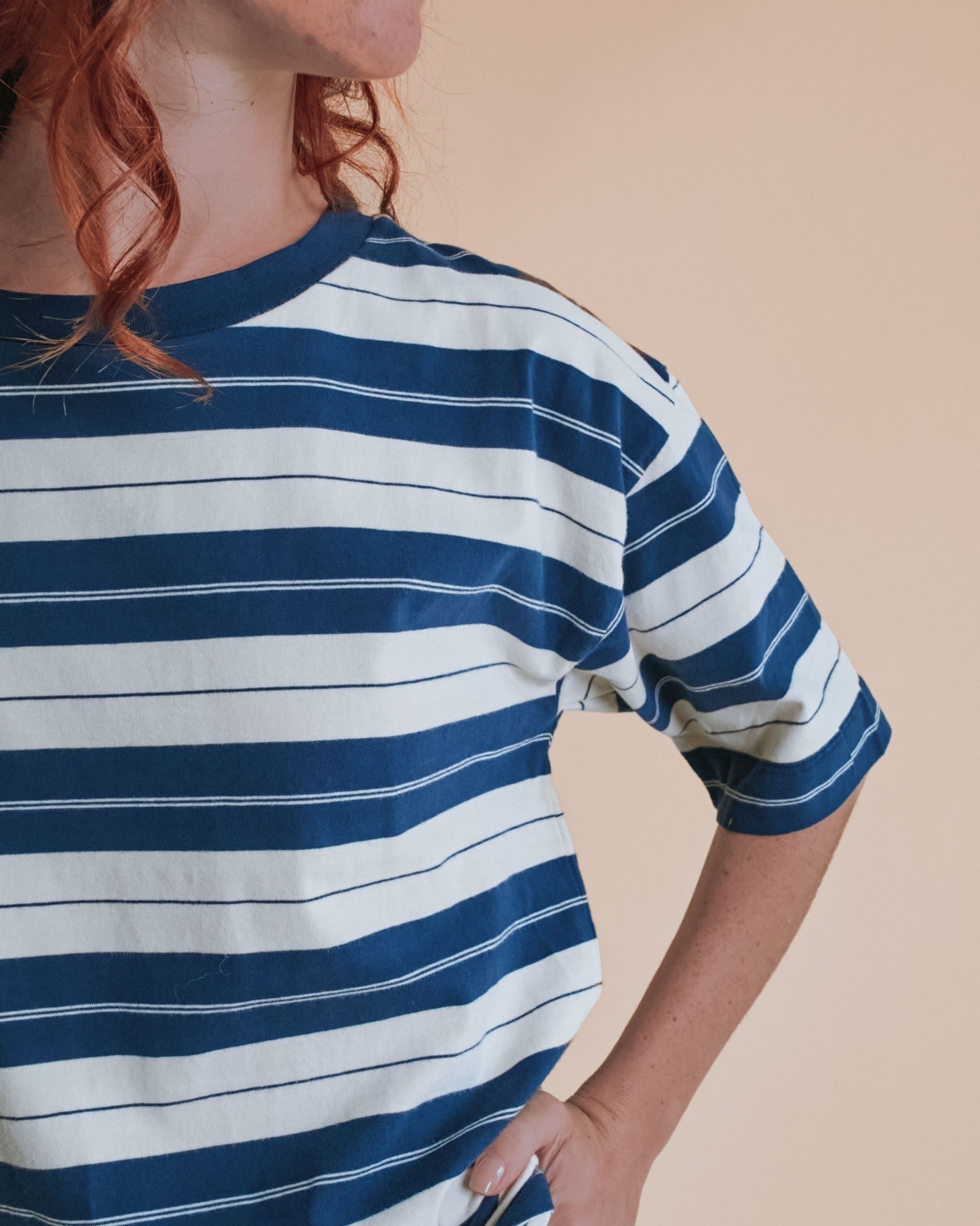 T-shirt - Oversize rayures bleu et écru