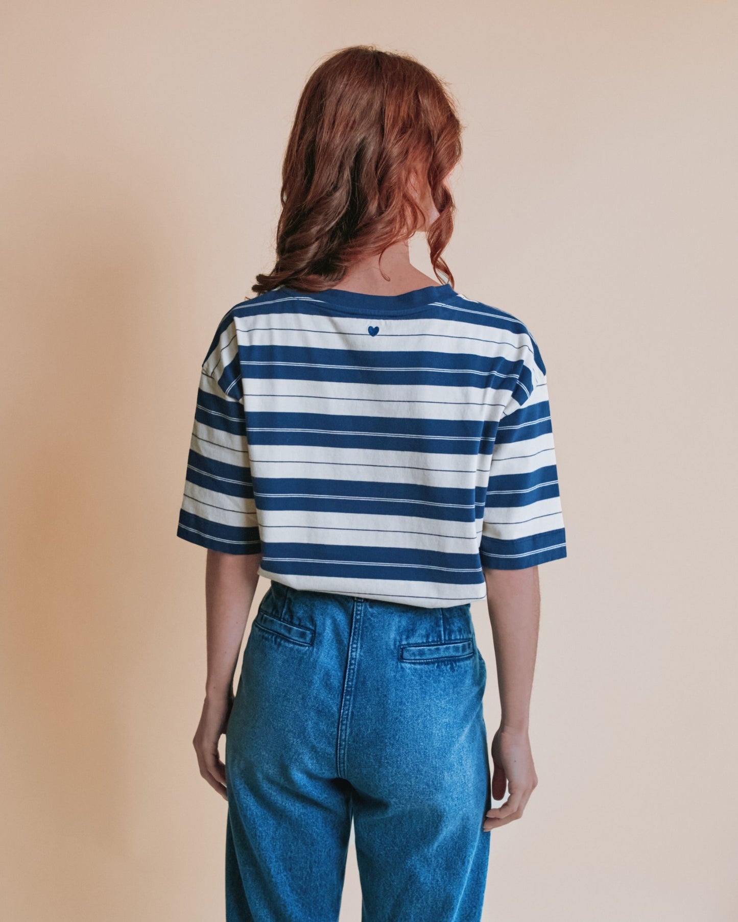 T-shirt - Oversize rayures bleu et écru