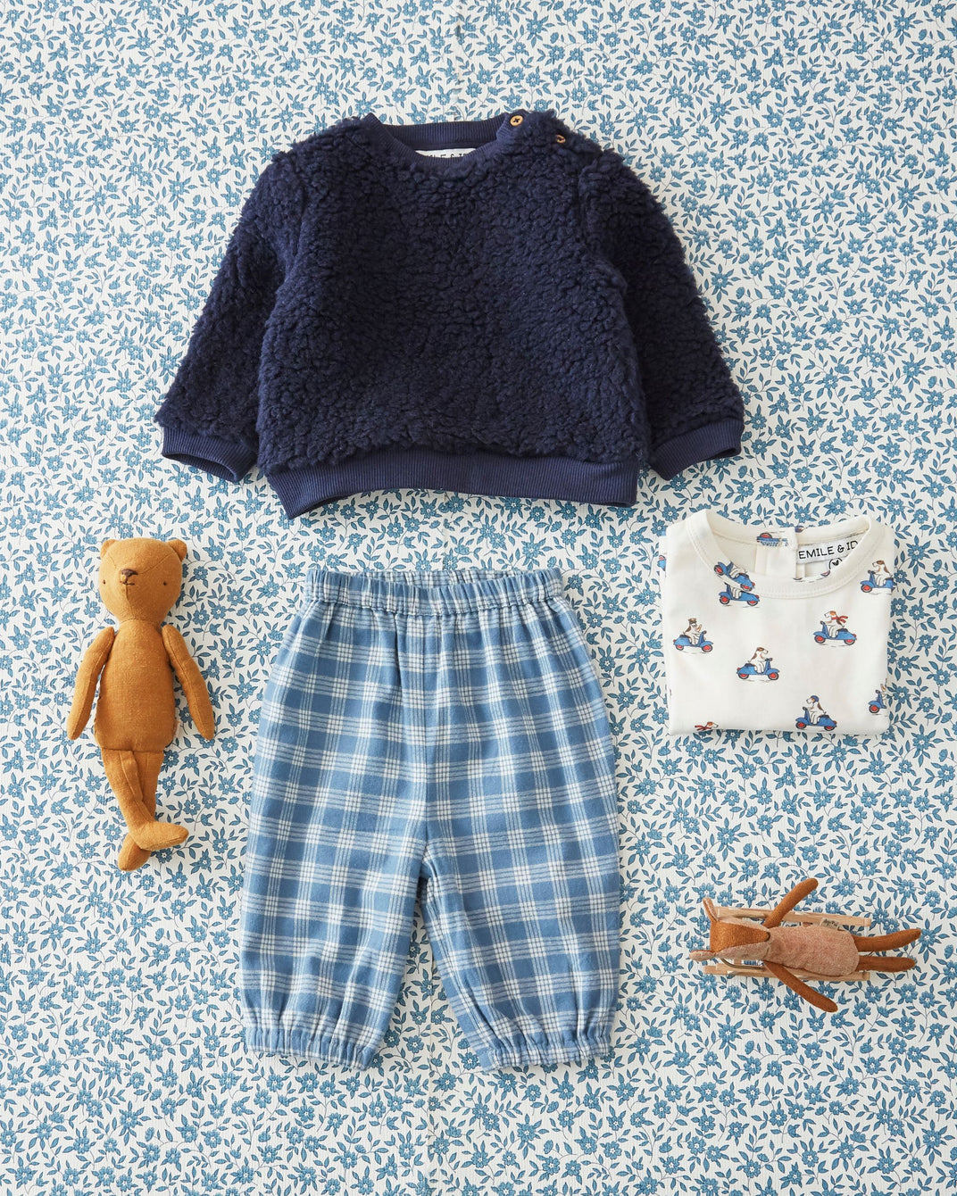 Pantalon bébé - Carreaux bleux et blancs