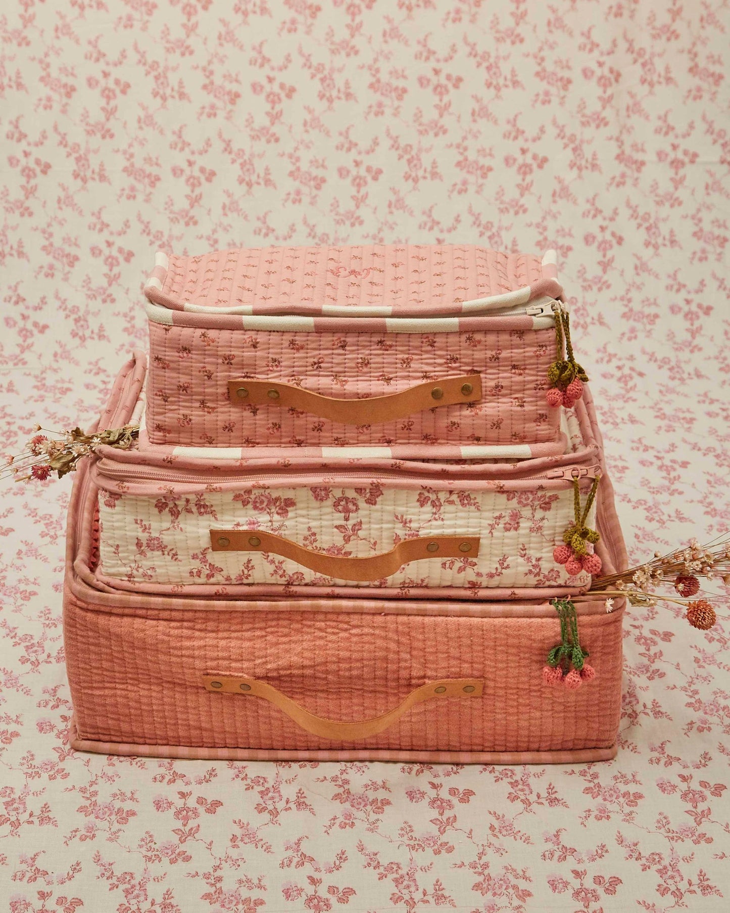 Grand valise - Velours rose