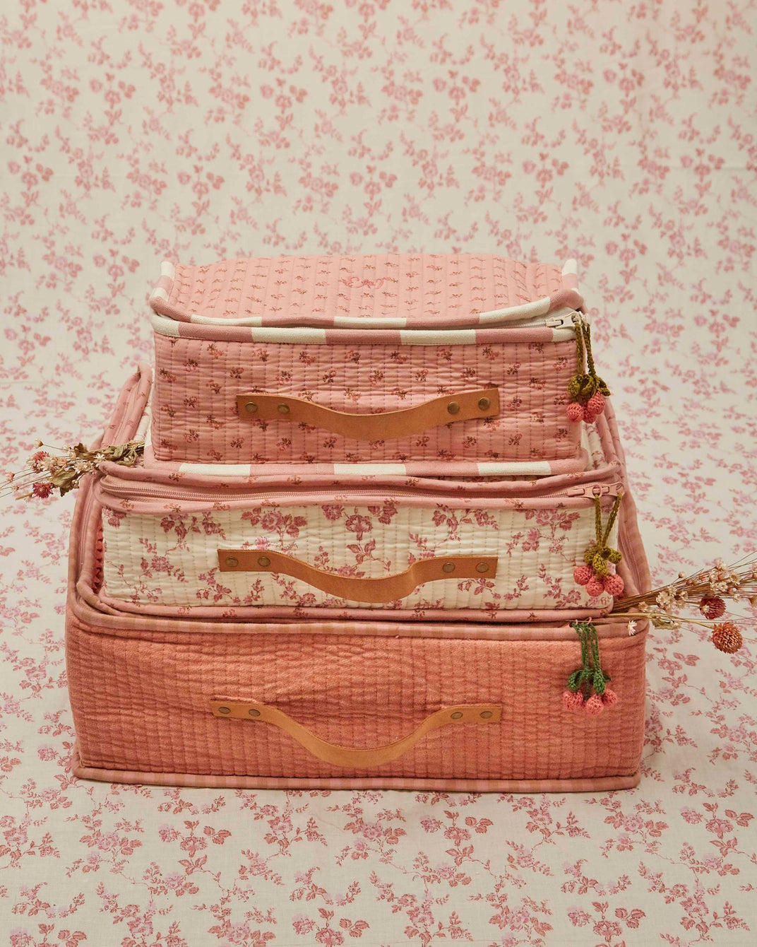 Valise - Fleuri rose