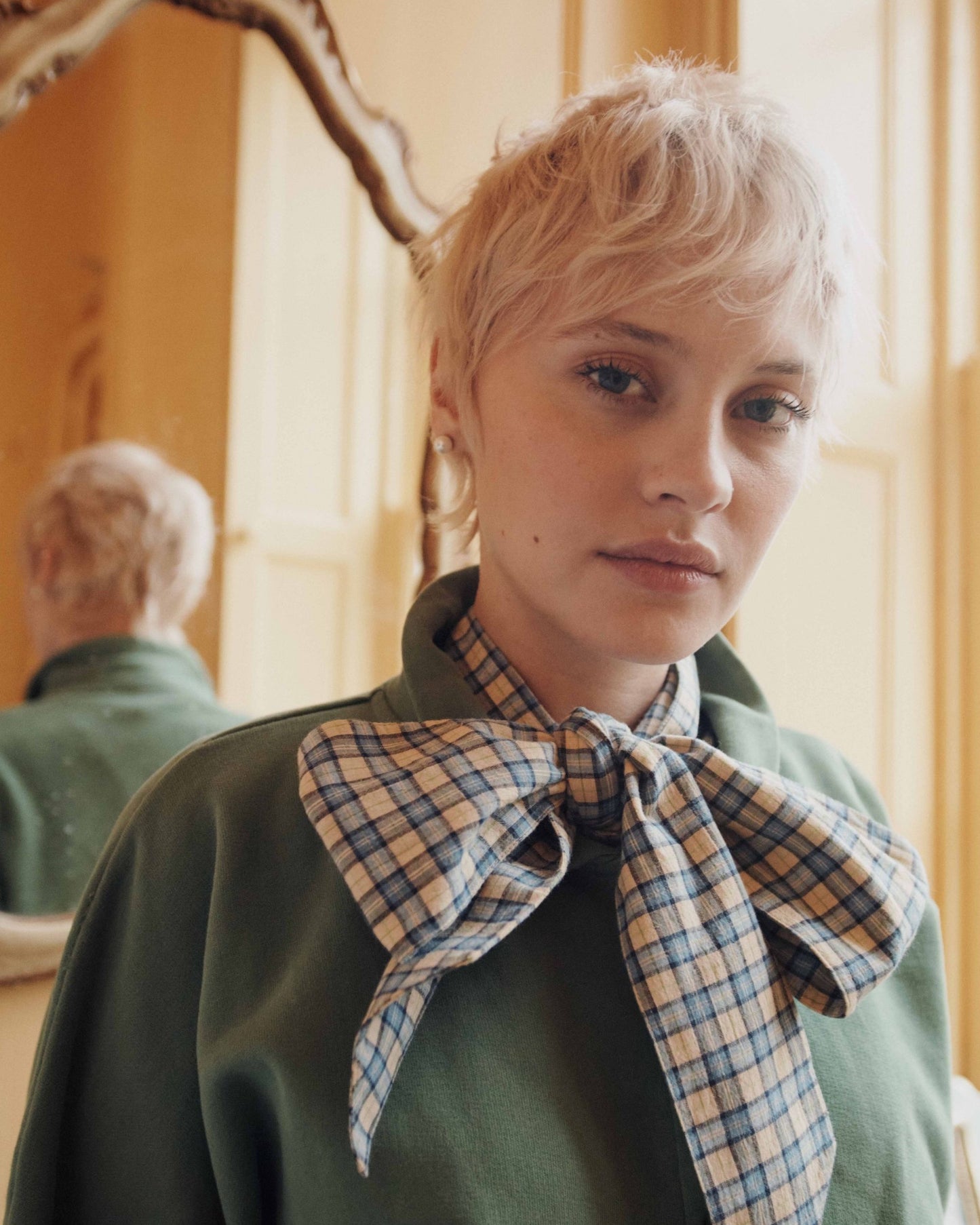 Blouse - Carreaux bleu et beige
