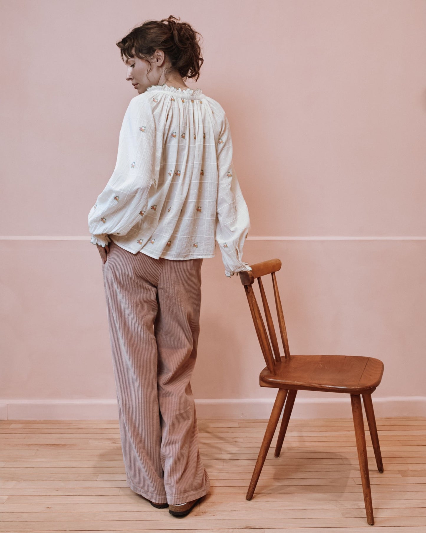 Pantalon - Velours cotelé vieux rose