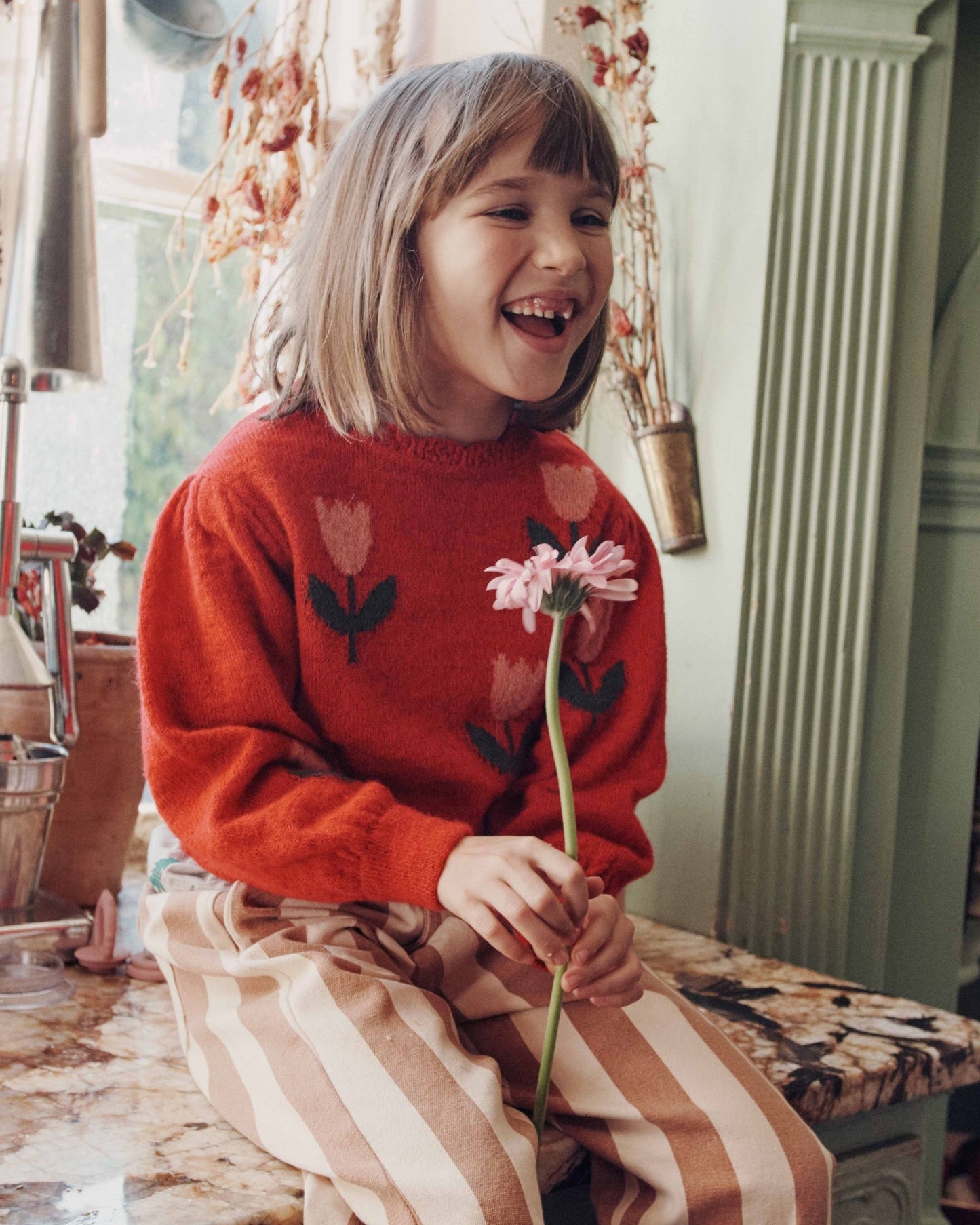 Pull enfant - Tulipe rouge