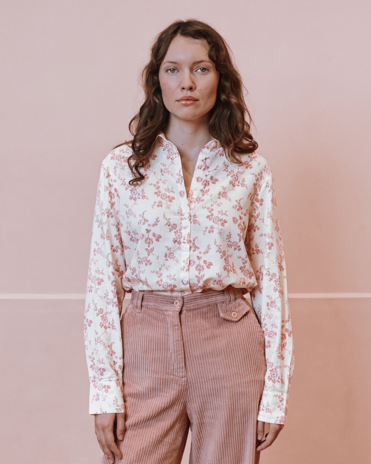 Chemise - Fleurie écru et rose