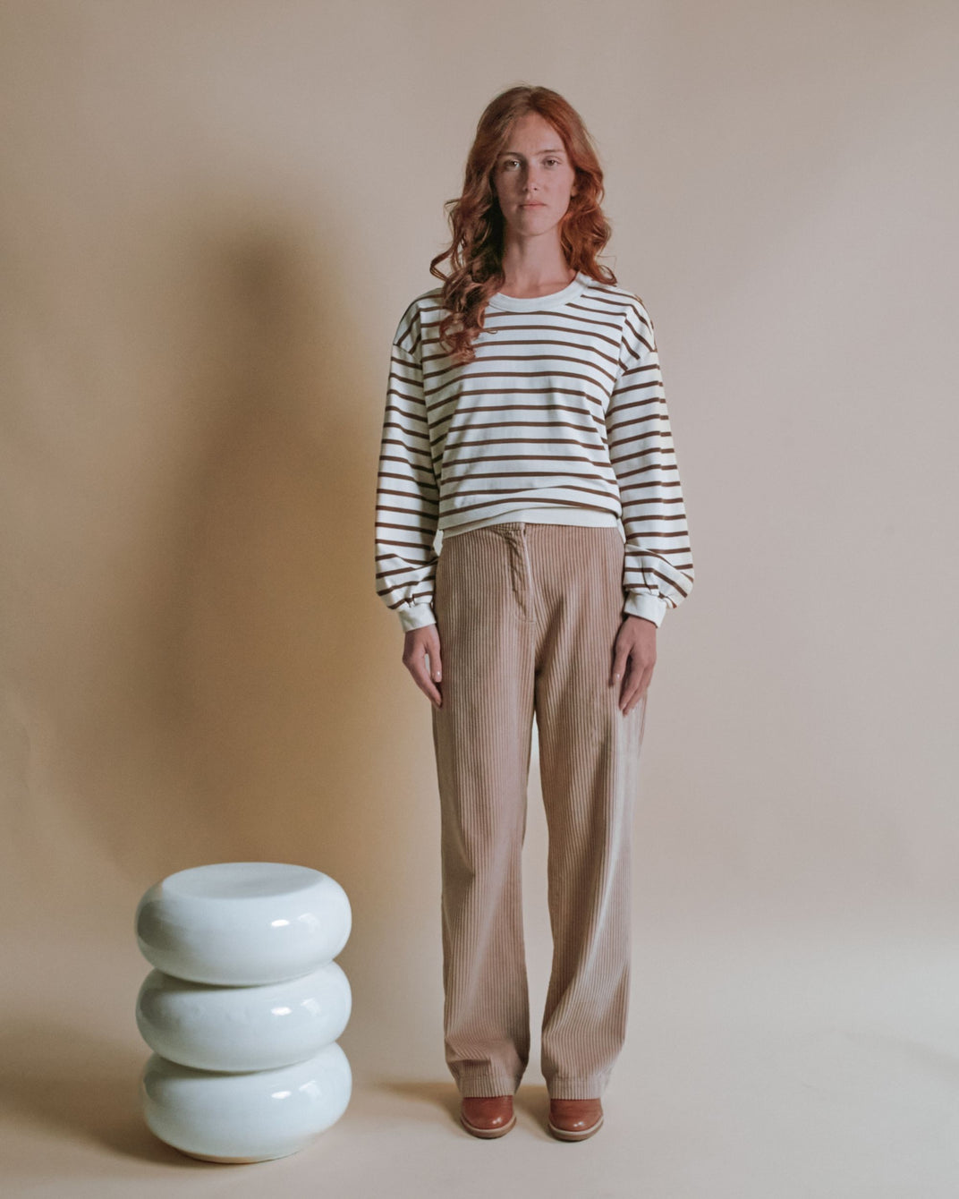 Pantalon - Velours cotelé beige
