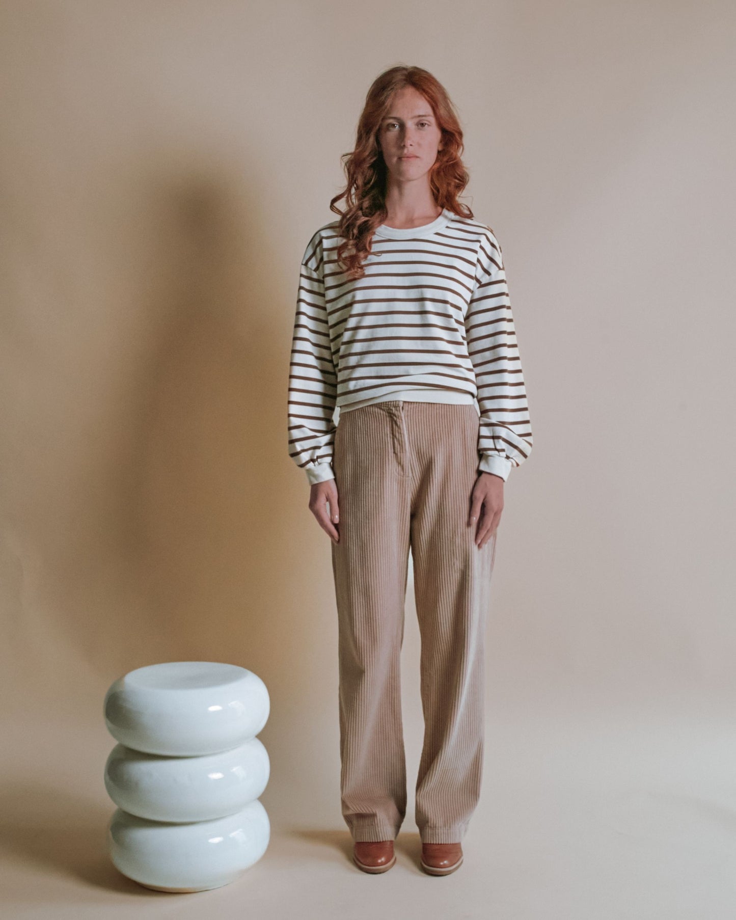 Pantalon - Velours cotelé beige