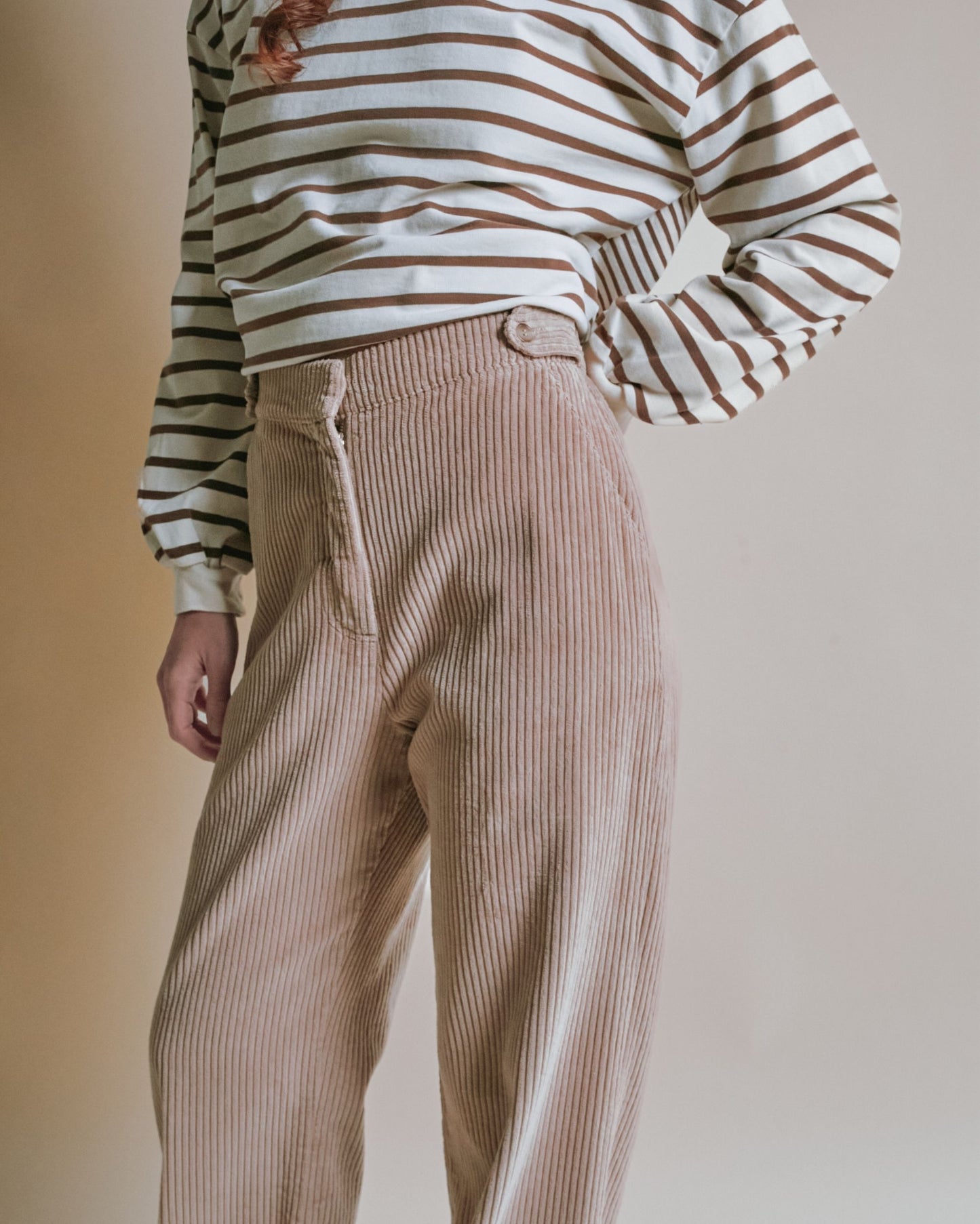 Pantalon - Velours cotelé beige