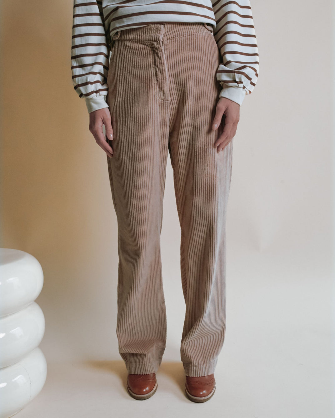 Pantalon - Velours cotelé beige