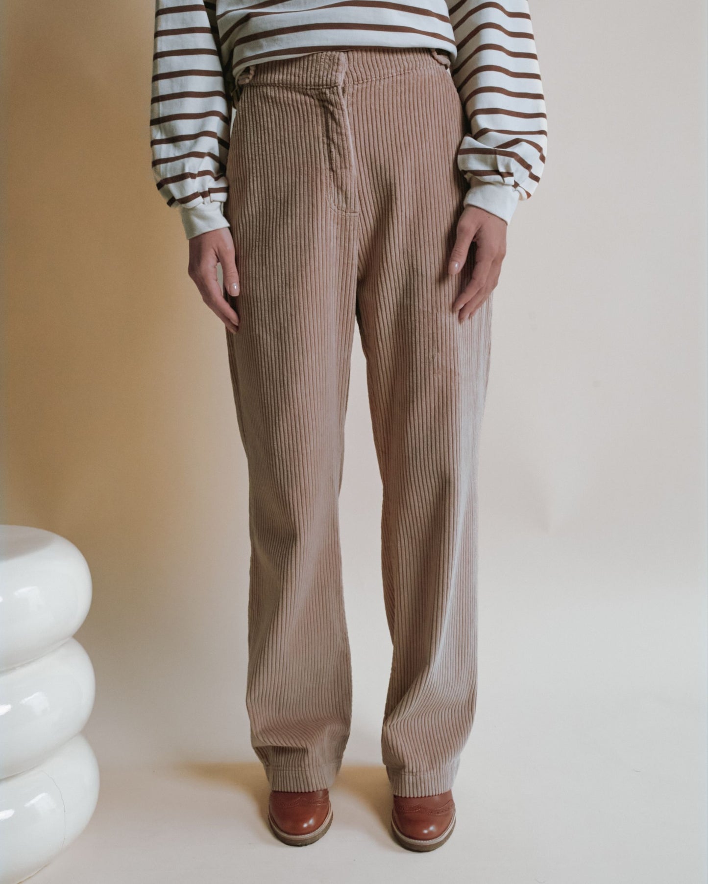 Pantalon - Velours cotelé beige