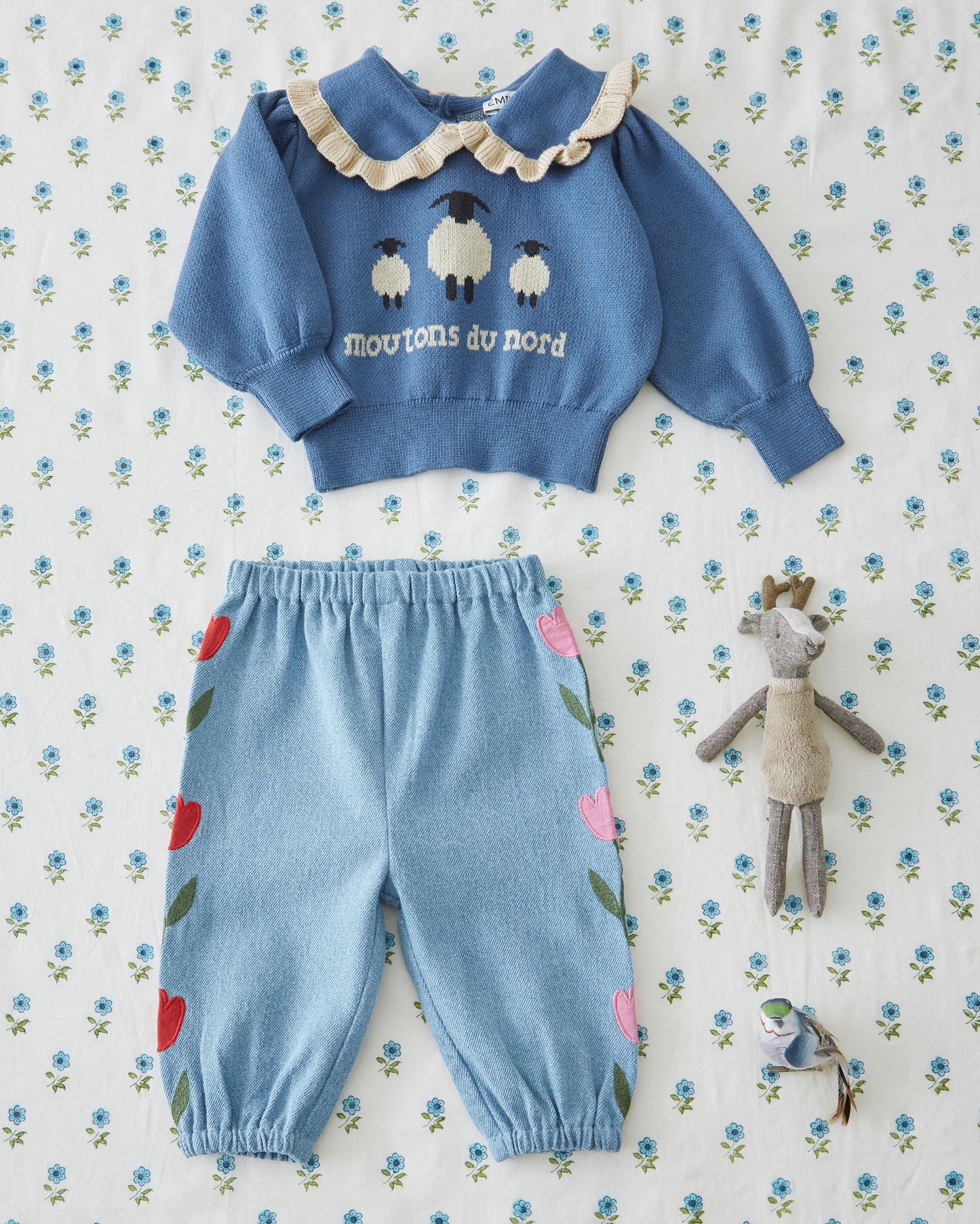 Pull enfant - Jacquard mouton bleu