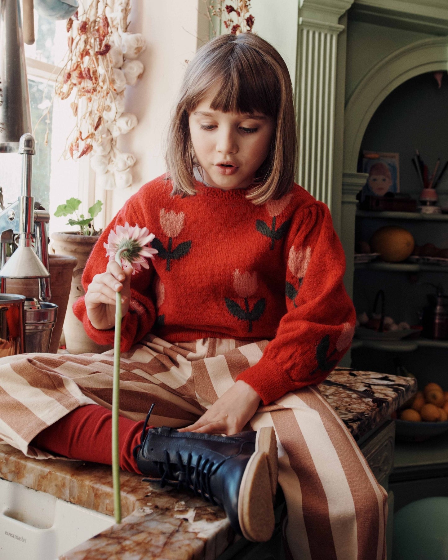 Pull enfant - Tulipe rouge