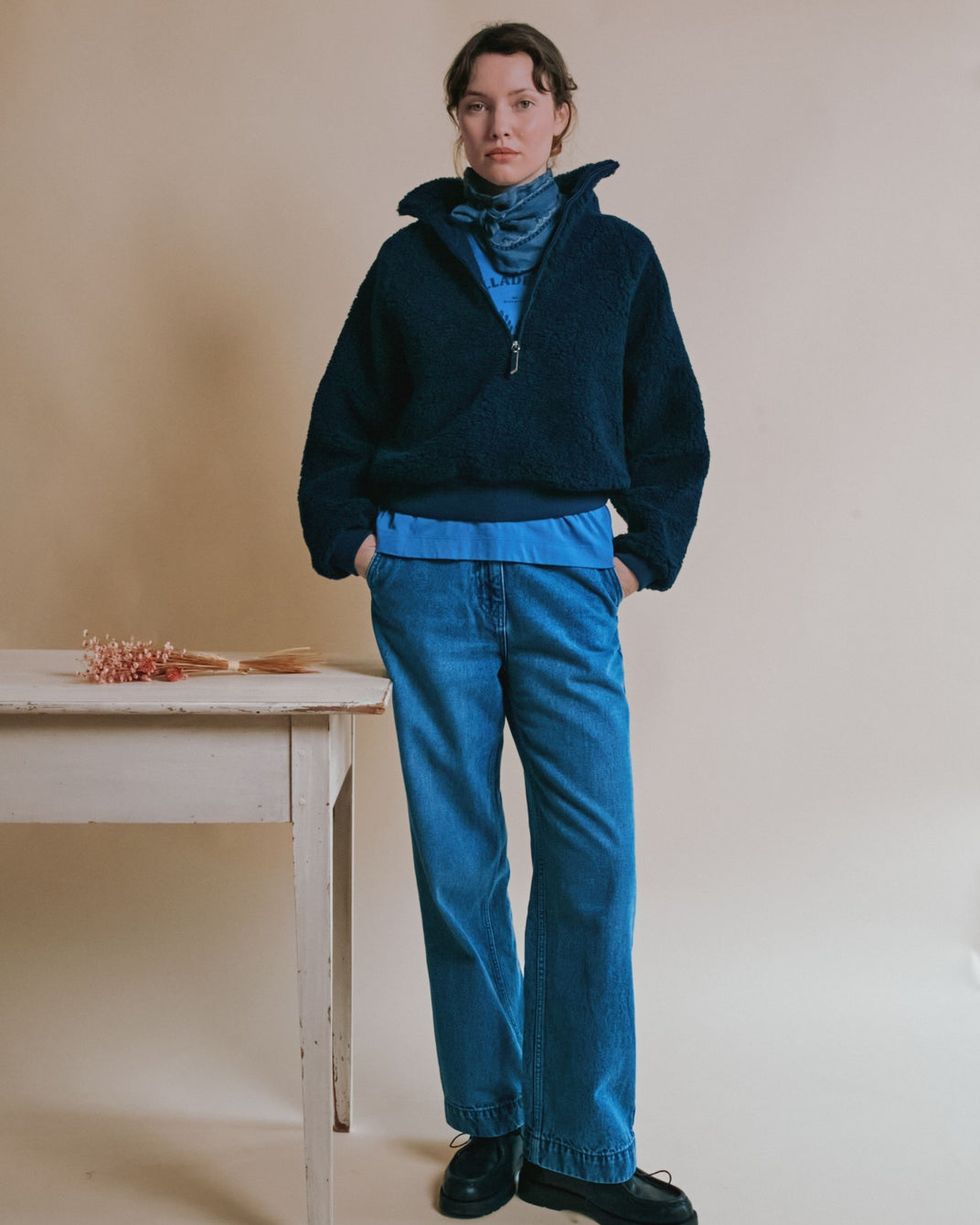 Sweat zippé - Sherpa bleu marine