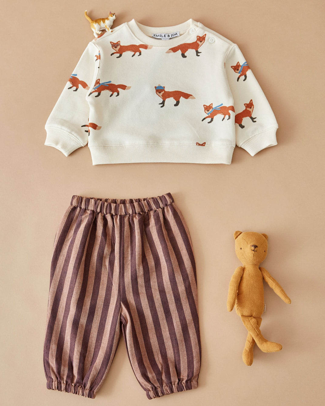 Pantalon bébé - Rayé violine et marron