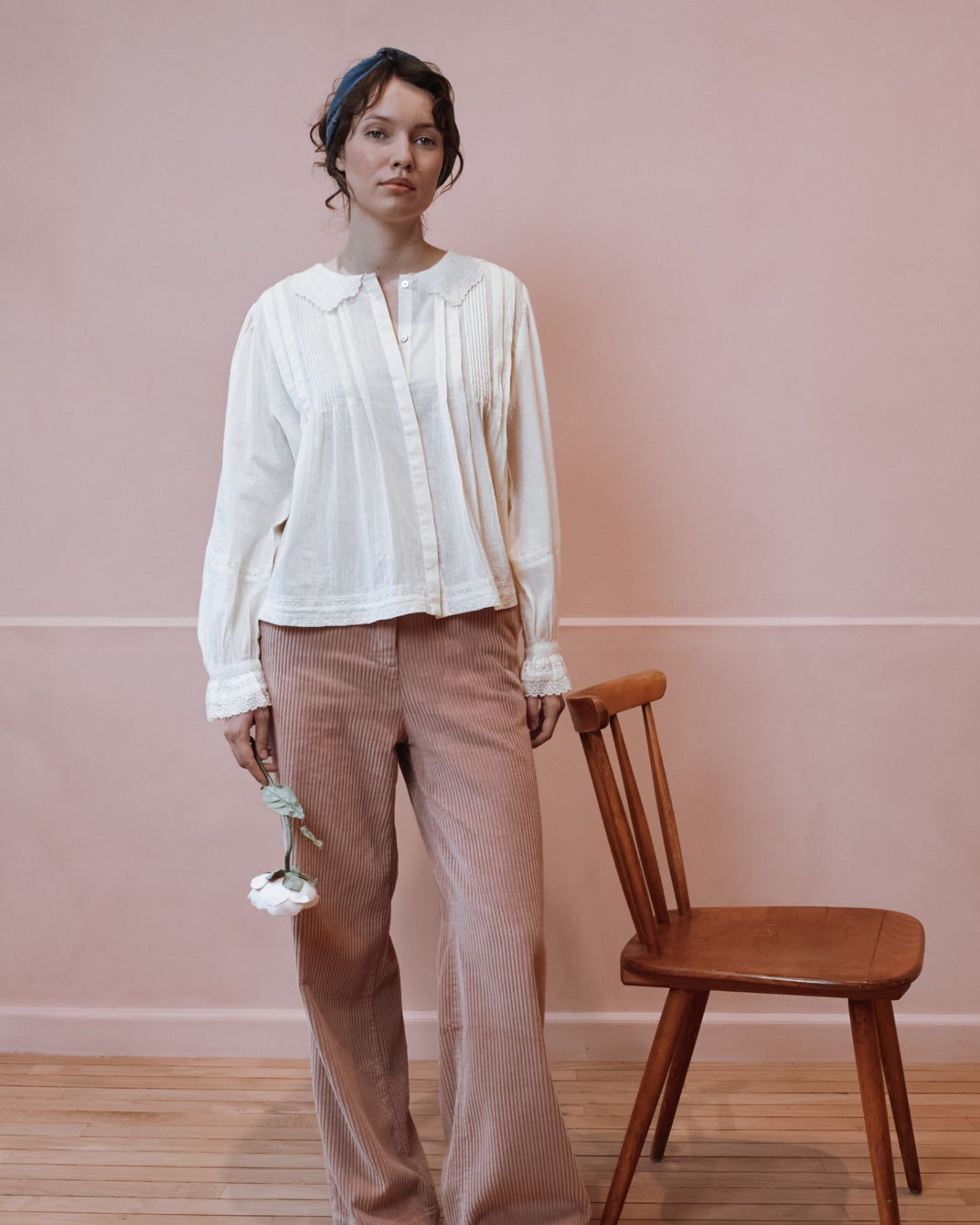 Blouse - Dentelle col brodé écru