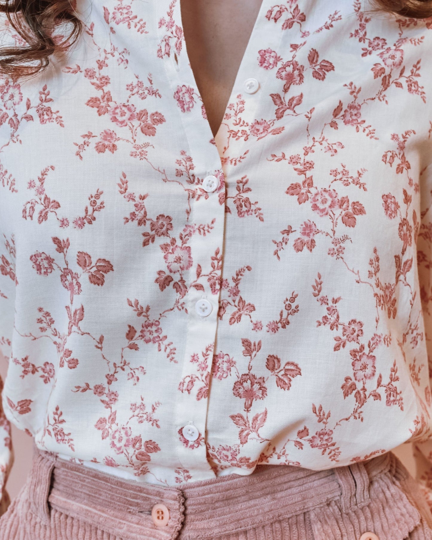 Chemise - Fleurie écru et rose