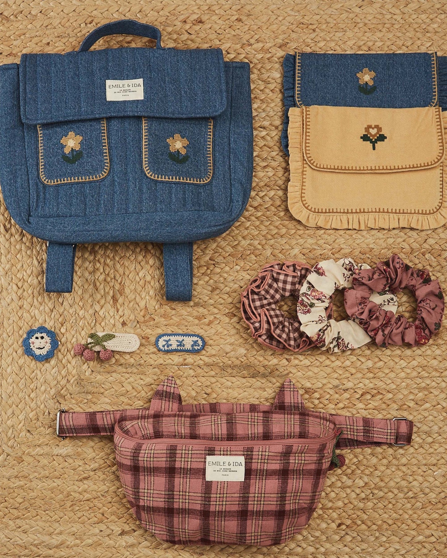 Cartable - Matelassé brodé denim