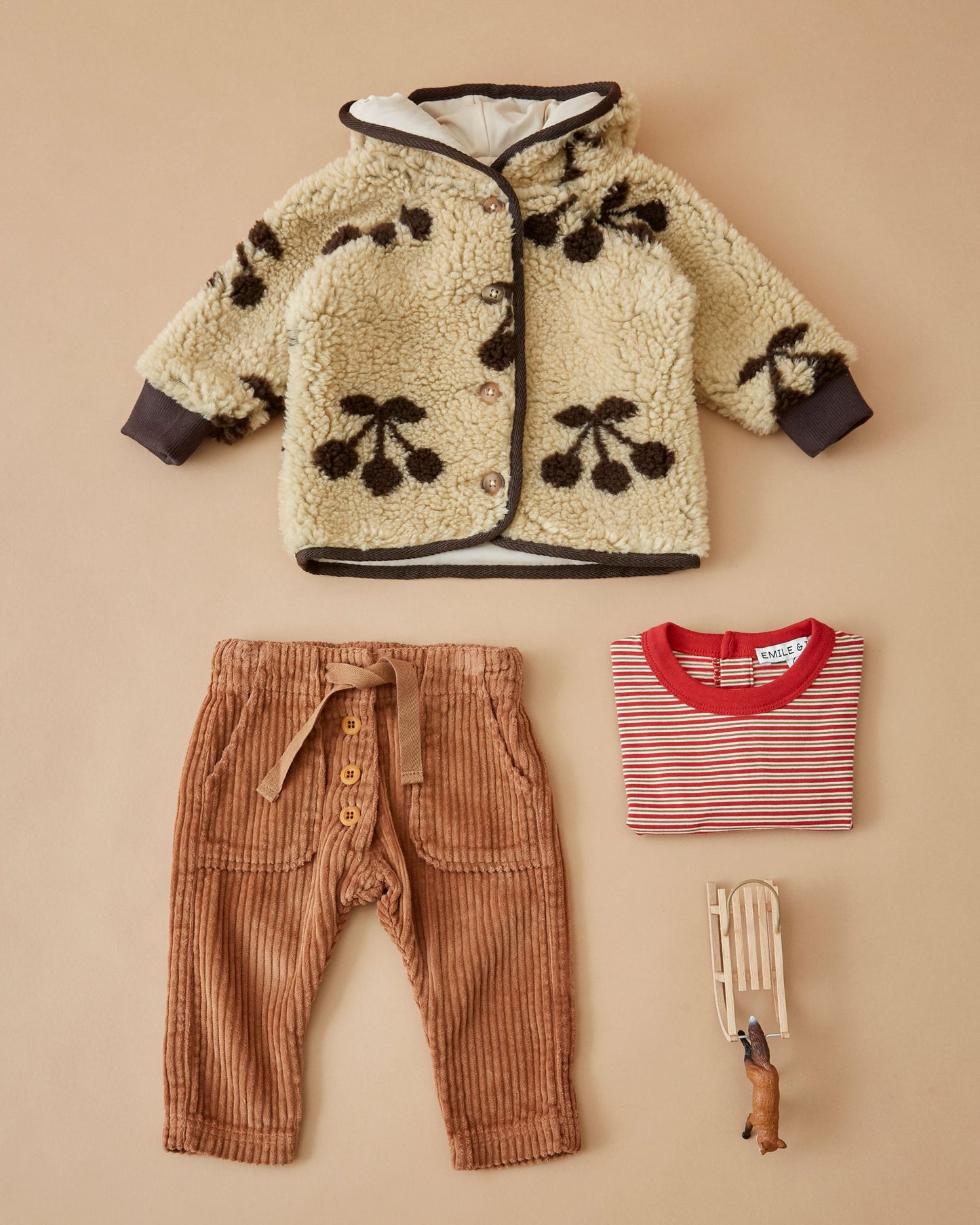 Manteau moumoute - Cerise beige