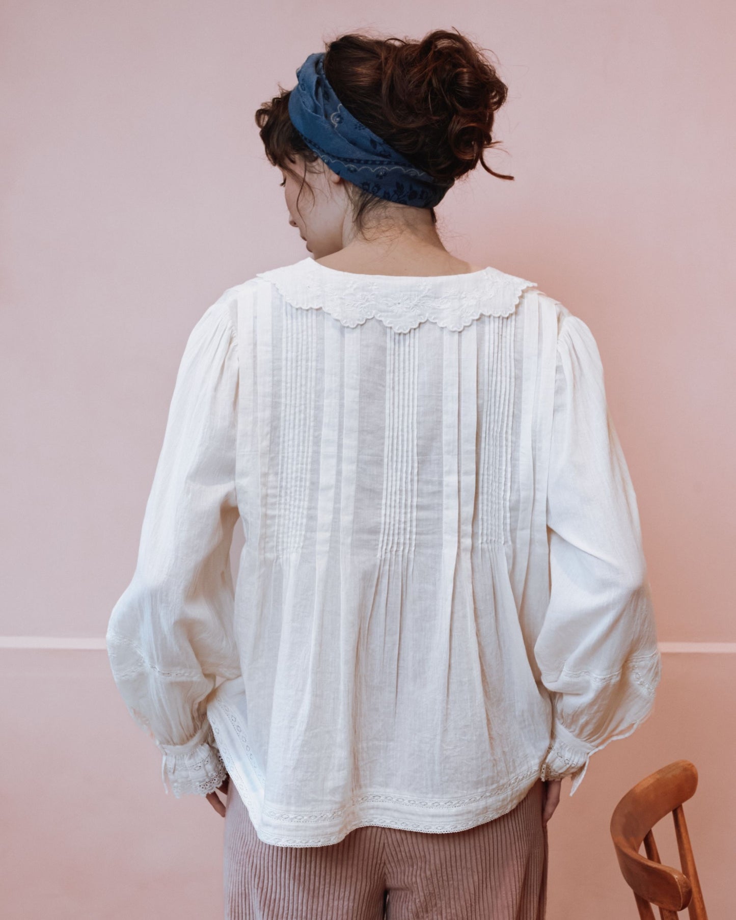 Blouse - Dentelle col brodé écru