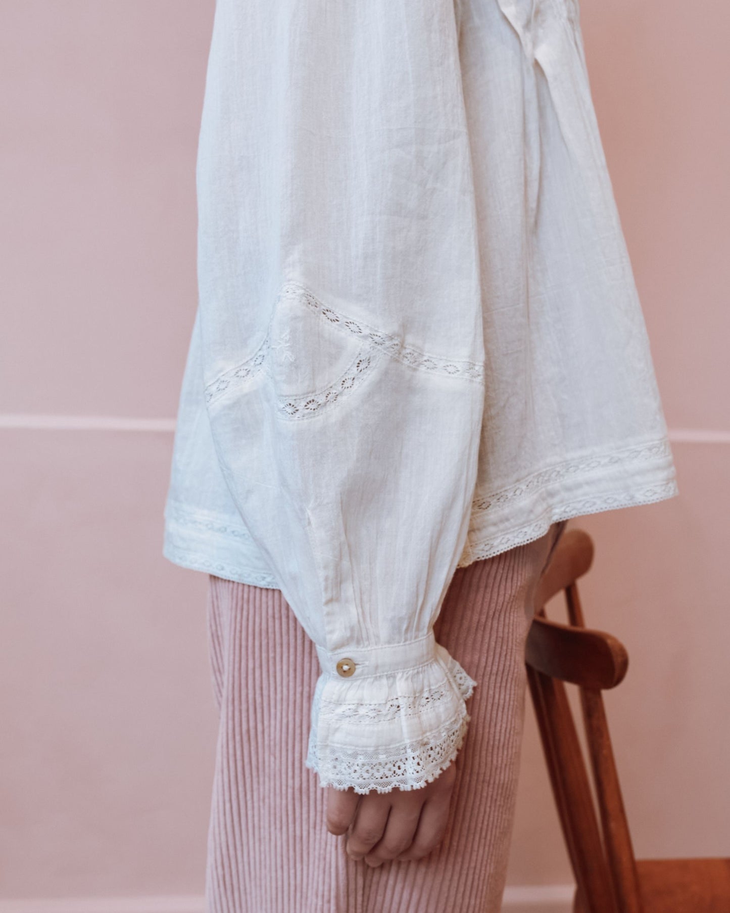Blouse - Dentelle col brodé écru