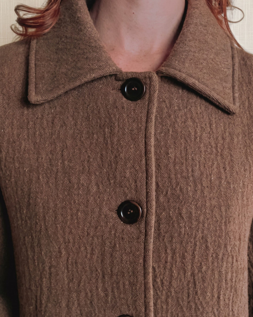Manteau - Laine gaufrée marron