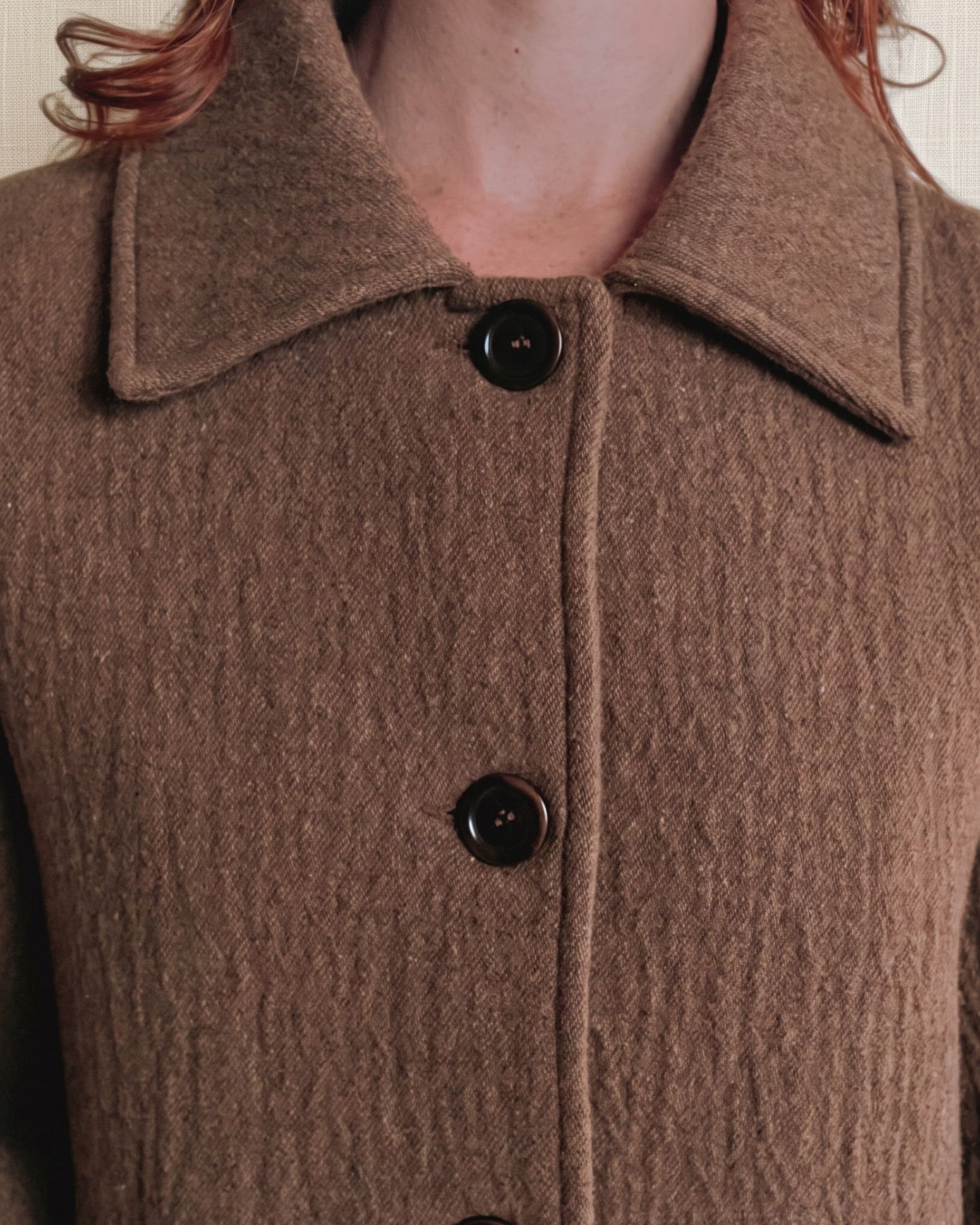 Manteau - Laine gaufrée marron