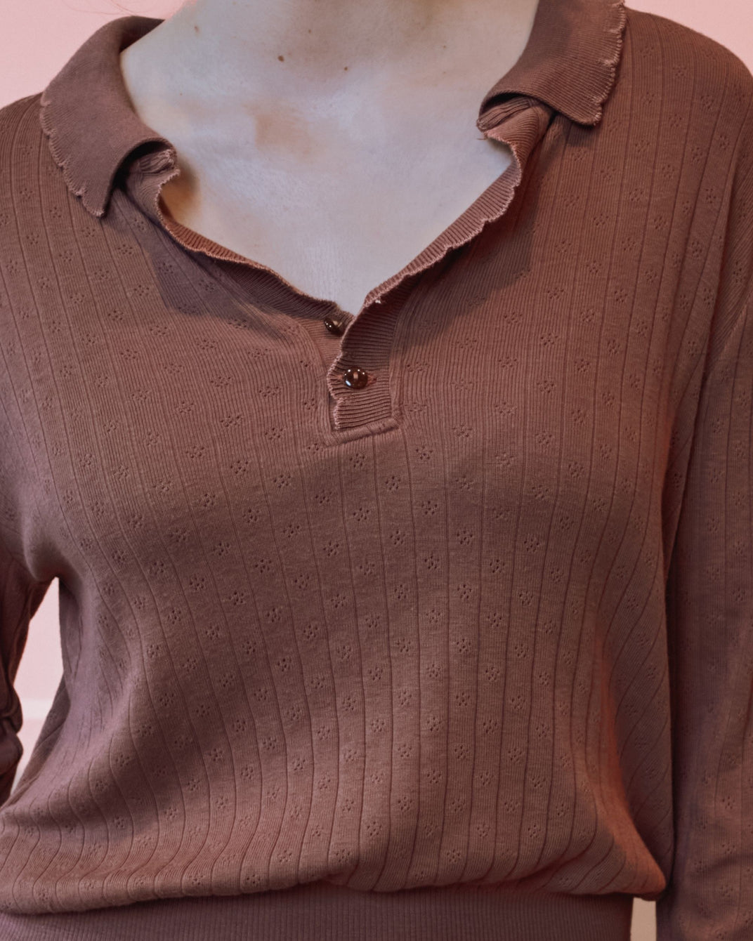 T-shirt manches longues - Pointelle violine